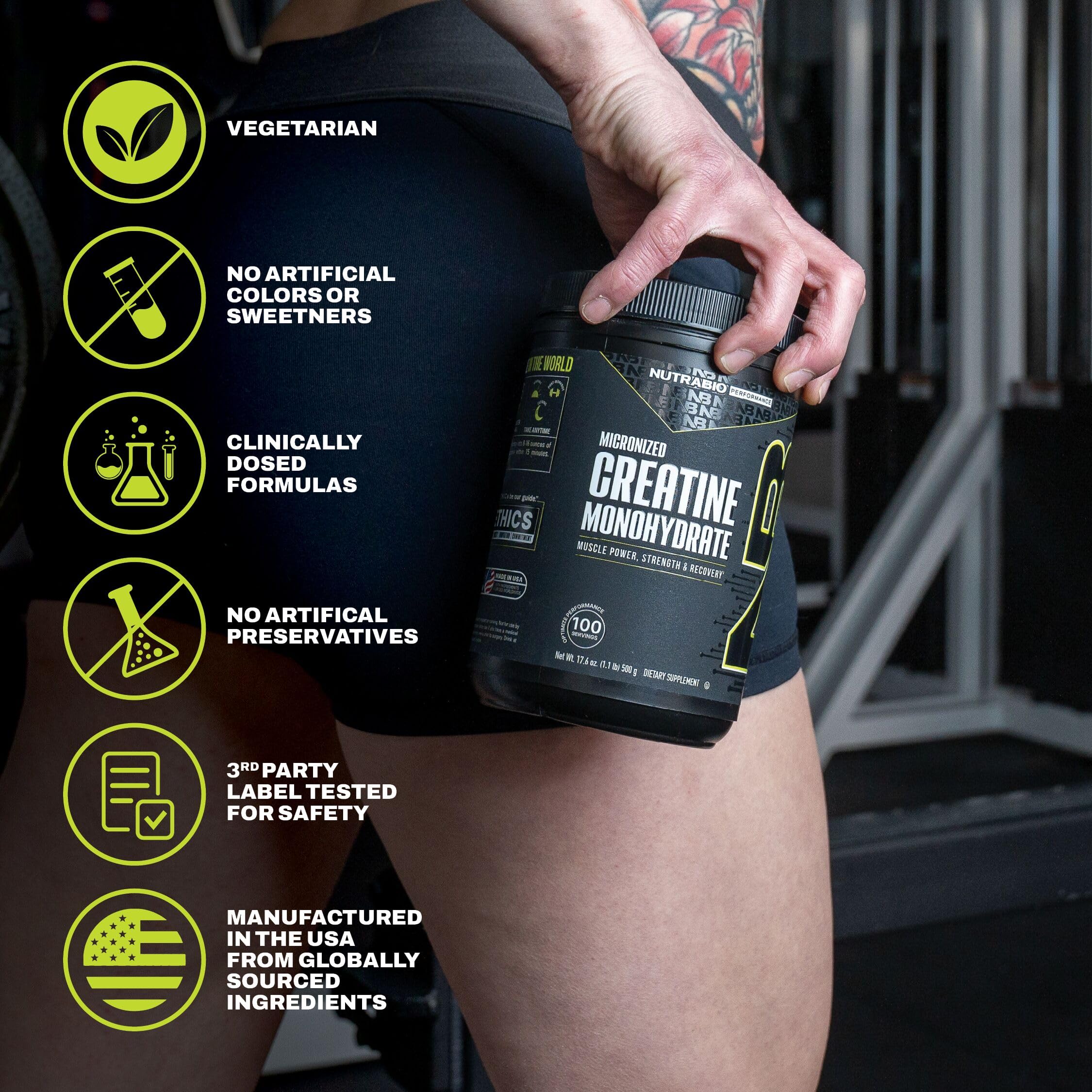 NutraBio Pure Micronized Creatine Monohydrate Powder Supplement, Unflavored, (500 g) - Supports Bulk Muscle Energy, Recovery, and Strength - HPLC Tested Creatine Powder Supplement for Men and Women - Image 6