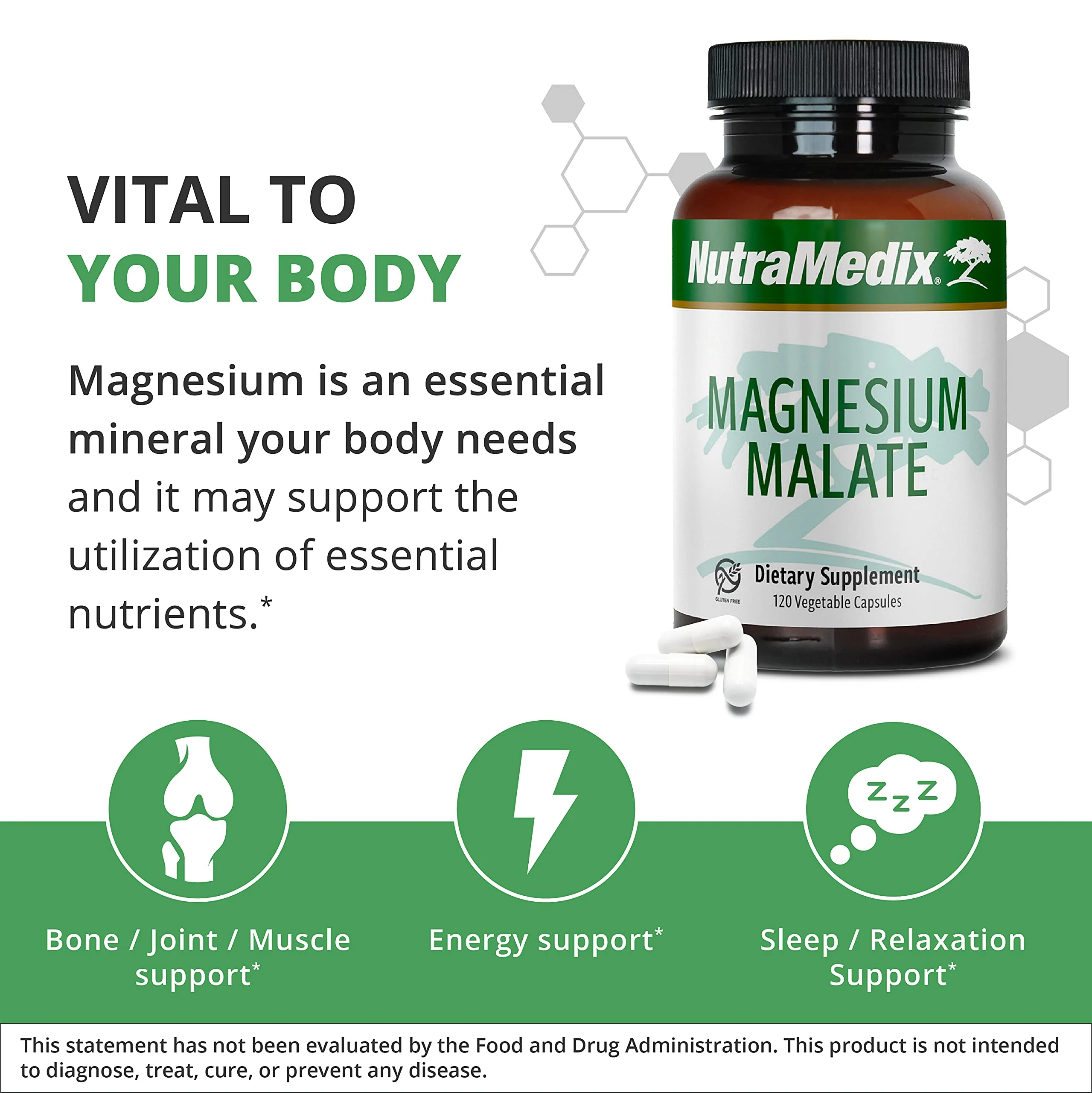 NutraMedix Magnesium Malate Energy Supplements - Bioavailable Magnesium for Sleep, Immune Support & Joint Health - Vegan, Non-GMO & Gluten-Free Magnesium Supplements (120 Vegetarian Capsules) - Image 2