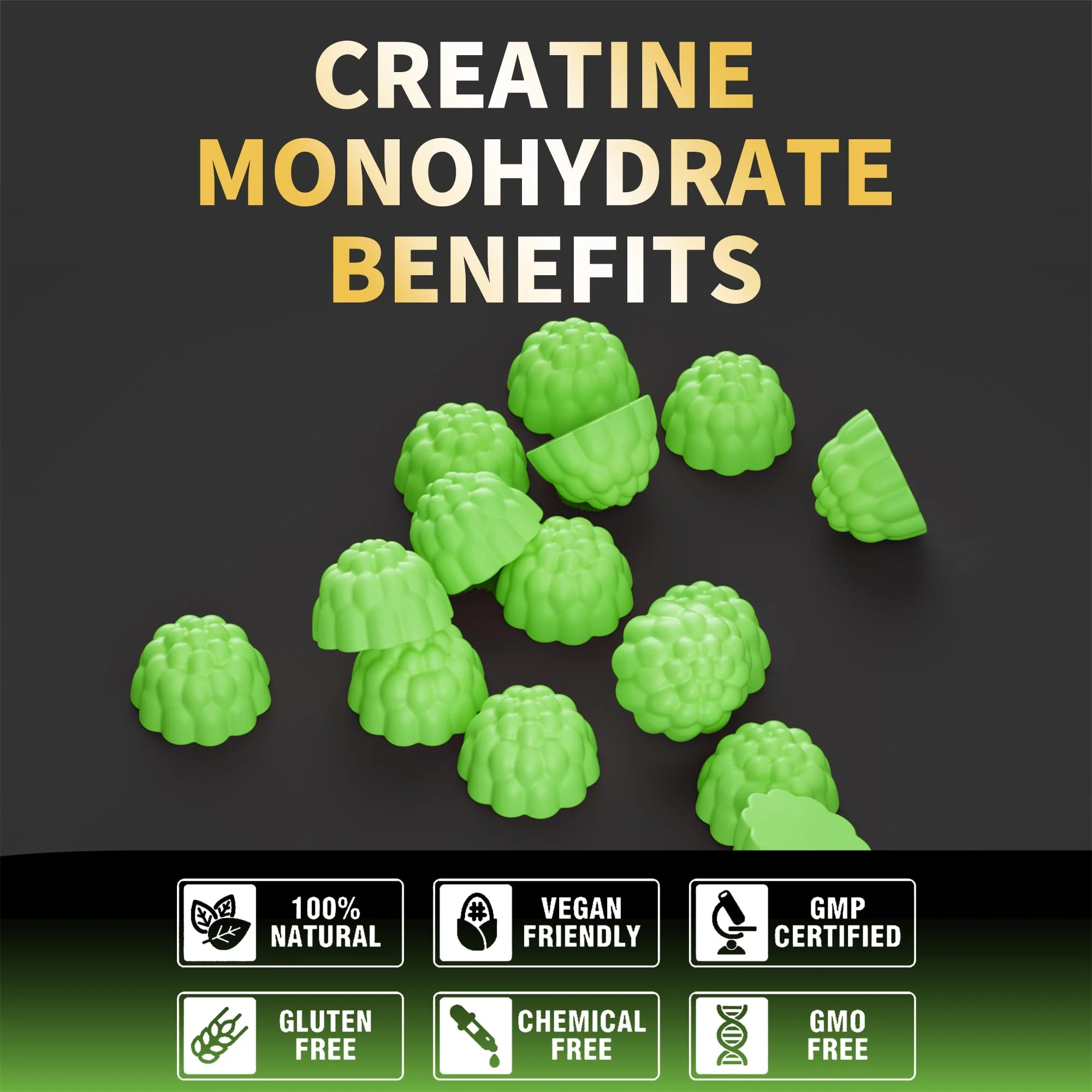 Nutravita NSF Certified Creatine Gummy - Creatine Monohydrate Gummies for Men & Women-5g of Creatine Monohydrate per Serving - Sugar Free,Vegan, Apple Flavor, 120 Count - Image 5