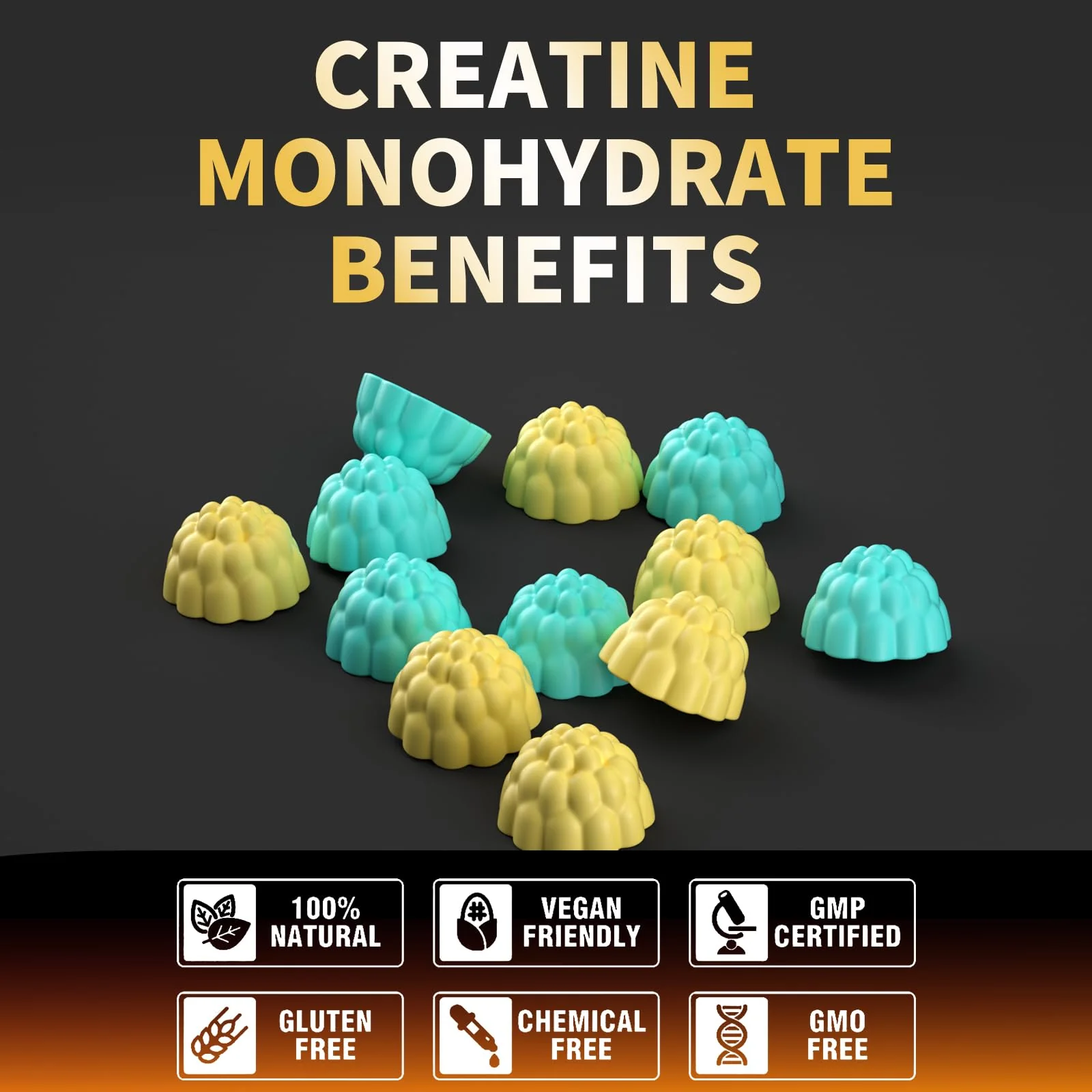 Nutravita NSF Certified Creatine Gummy - Creatine Monohydrate Gummies for Men & Women-5g of Creatine Monohydrate per Serving - Sugar Free,Vegan,Blueberry Pineapple Flavor, 120 Count - Image 4