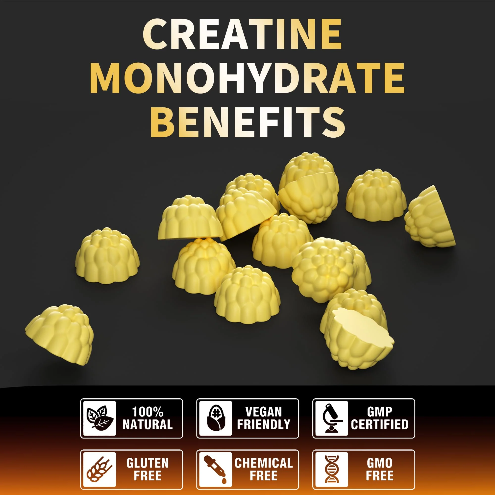 Nutravita NSF Certified Creatine Gummy - Creatine Monohydrate Gummies for Men & Women-5g of Creatine Monohydrate per Serving - Sugar Free,Vegan,Pineapple Flavor, 120 Count - Image 4