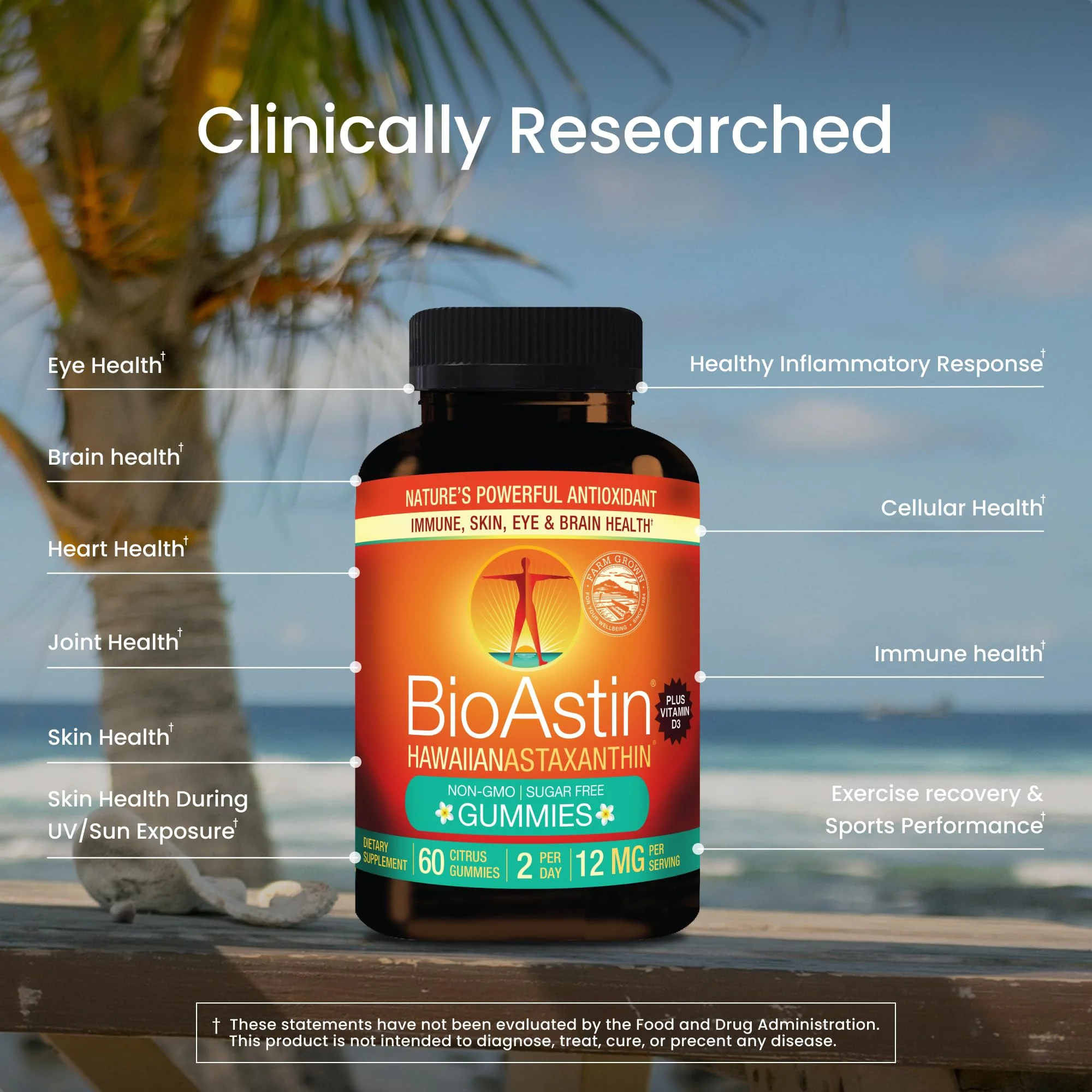 Nutrex Hawaii BioAstin Hawaiian Astaxanthin - Vegan - 12mg High Potency, 60 Citrus Gummies - Antioxidant Support for Skin & Immune Health - Premium Microalgae Grown in Kona - Non-GMO & Gluten-Free - Image 3