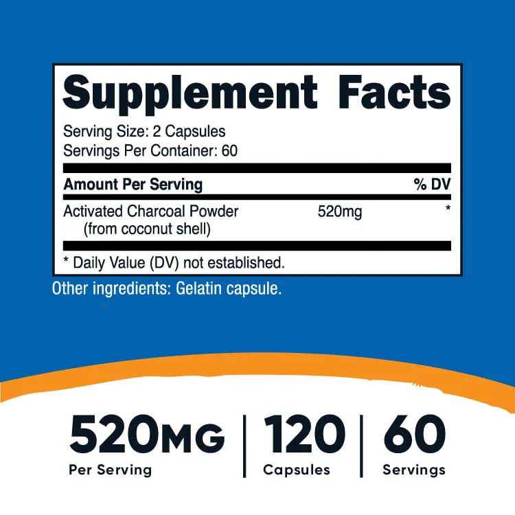 Nutricost Activated Charcoal 520mg, 120 Capsules - Premium Powder, Non-GMO & Gluten Free (3 Bottles) - Image 5