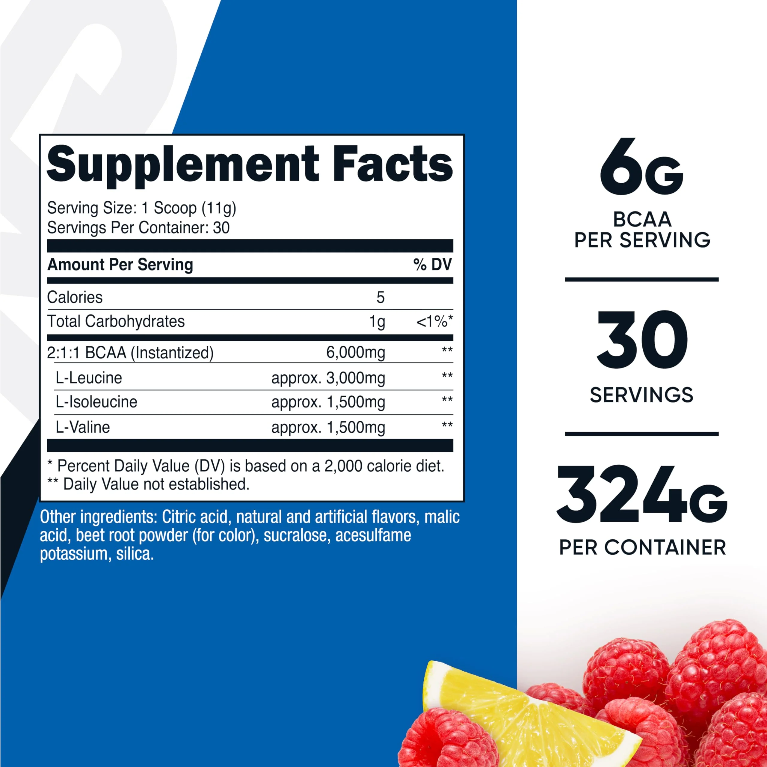 Nutricost BCAA Powder 2:1:1 (Raspberry Lemonade, 30 Servings) - Image 2