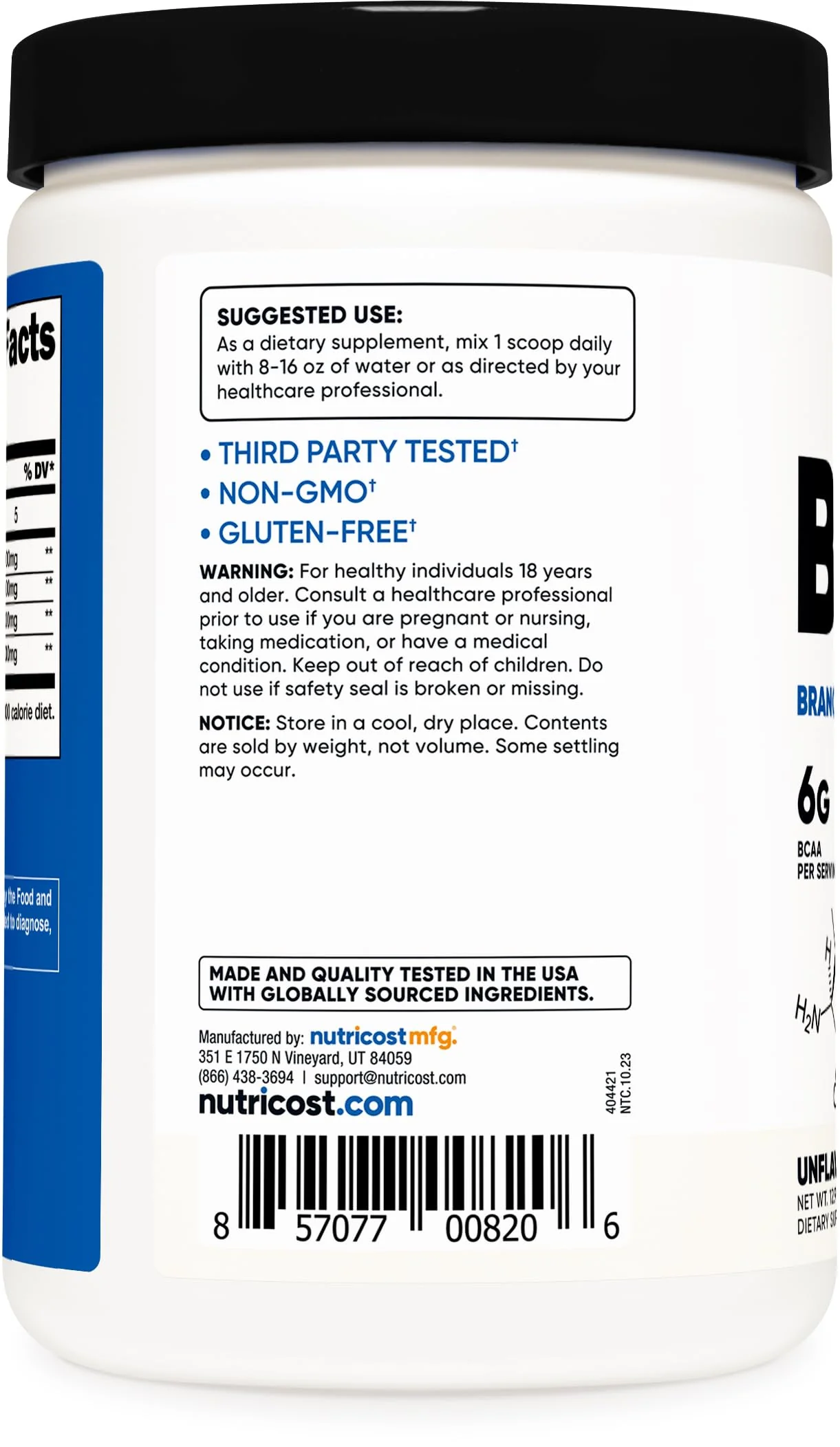 Nutricost BCAA Powder 2:1:1 (Unflavored, 60 Servings) - Vegetarian, Non-GMO, Gluten Free, Branched Chain Amino Acids - Image 4