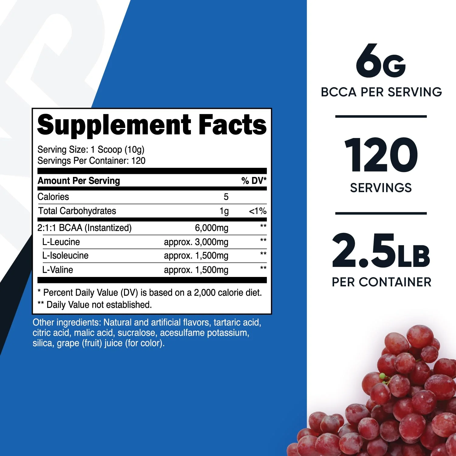Nutricost BCAA Powder (Grape, 120 Servings) - Gluten Free, Non-GMO, Vegetarian, Optimal 2:1:1 Ratio - Image 3