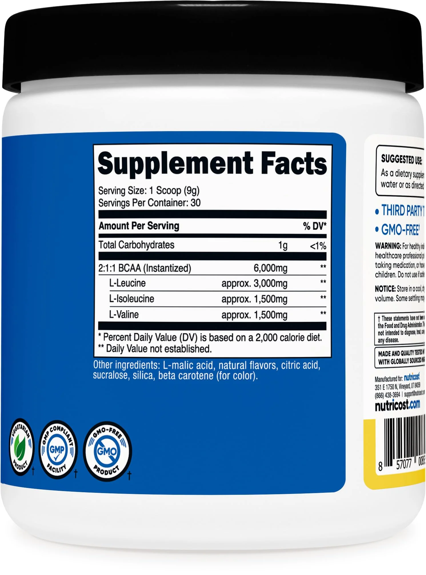 Nutricost BCAA Powder (Pineapple, 30 Servings) - Optimal 2:1:1 Ratio - Image 5