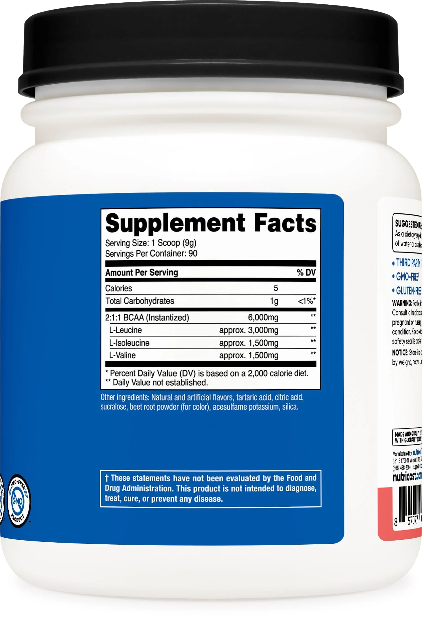 Nutricost BCAA Powder (Watermelon, 90 Serv) - Optimal 2:1:1 Ratio - Image 4