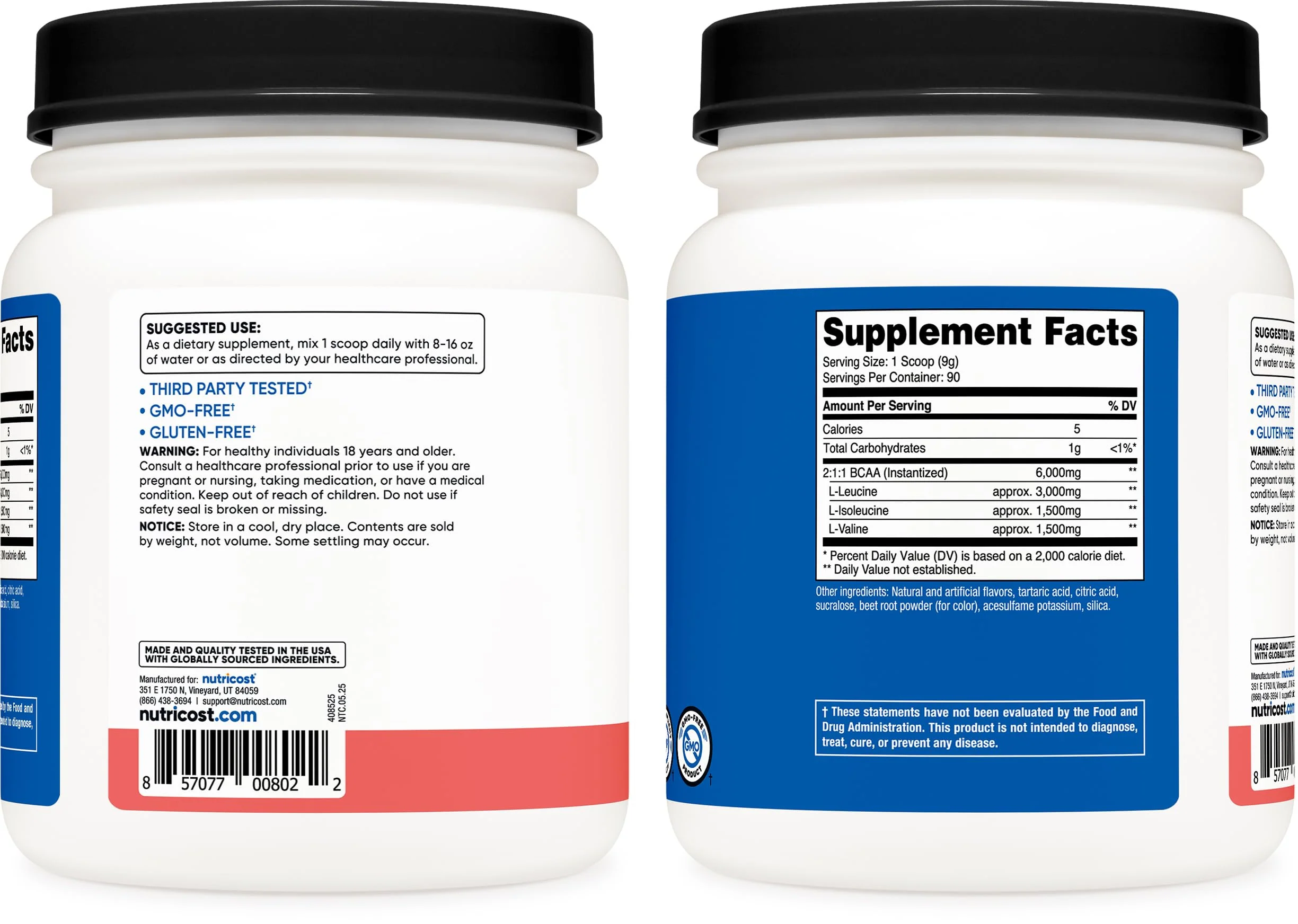 Nutricost BCAA Powder (Watermelon, 90 Serv) - Optimal 2:1:1 Ratio - Image 6