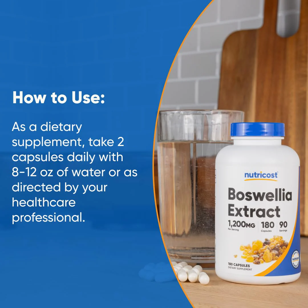 Nutricost Boswellia Extract 1,200mg Per Serving, 180 Capsules for 90 Servings Per Bottle - Standardized to 65% Boswellic Acid, Gluten Free and GMO Free, Vegan - Image 3