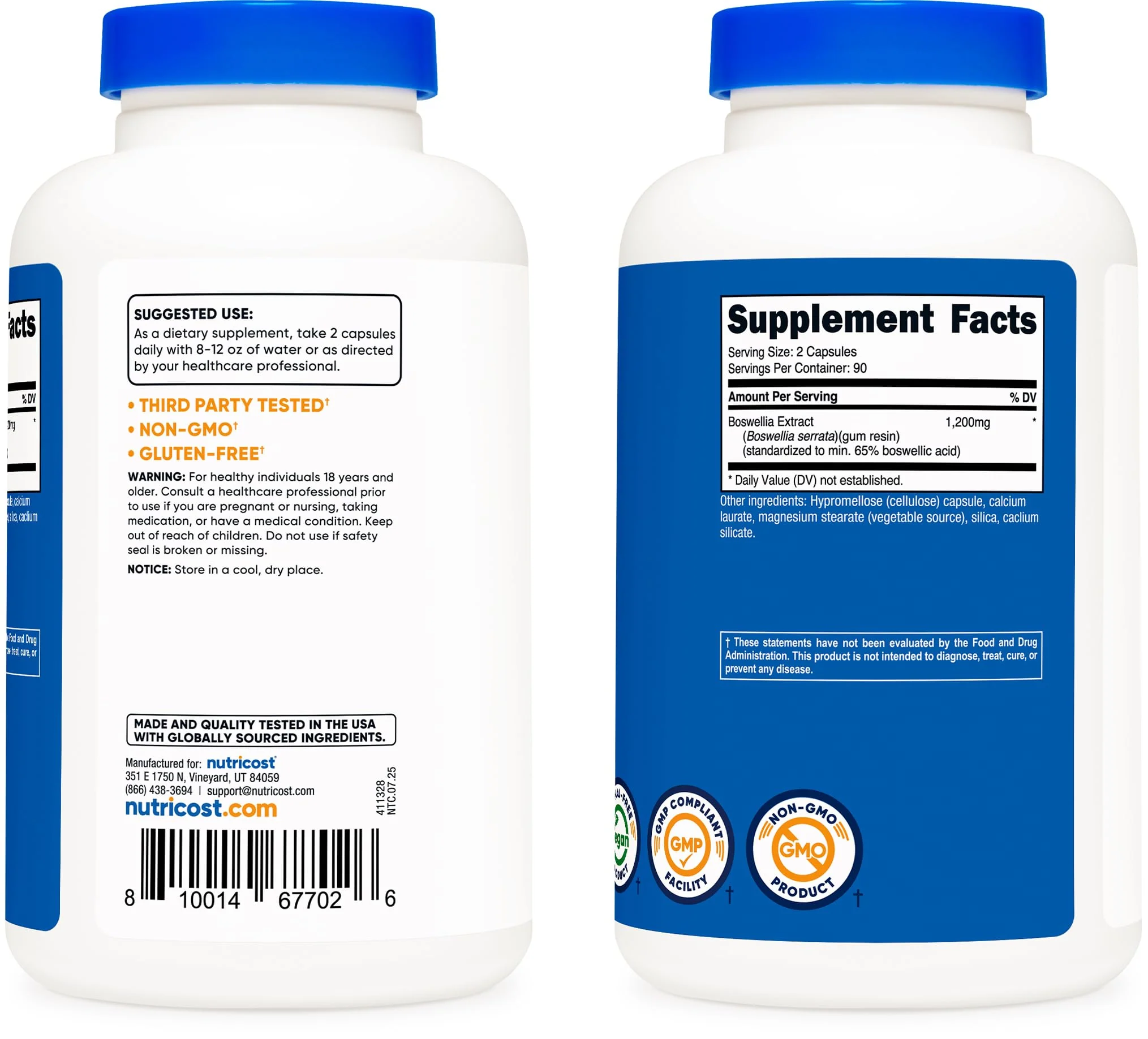 Nutricost Boswellia Extract 1,200mg Per Serving, 180 Capsules for 90 Servings Per Bottle - Standardized to 65% Boswellic Acid, Gluten Free and GMO Free, Vegan - Image 6