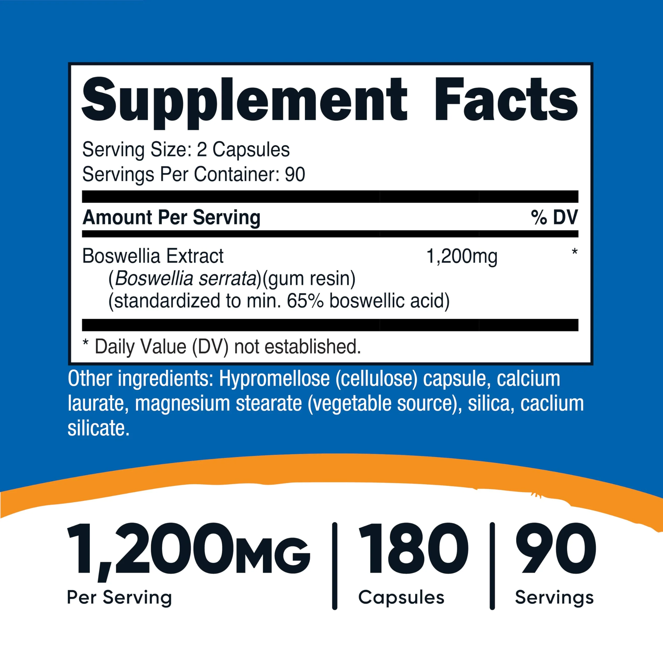 Nutricost Boswellia Extract 1,200mg Per Serving, 180 Capsules for 90 Servings Per Bottle - Standardized to 65% Boswellic Acid, Gluten Free and GMO Free, Vegan - Image 8