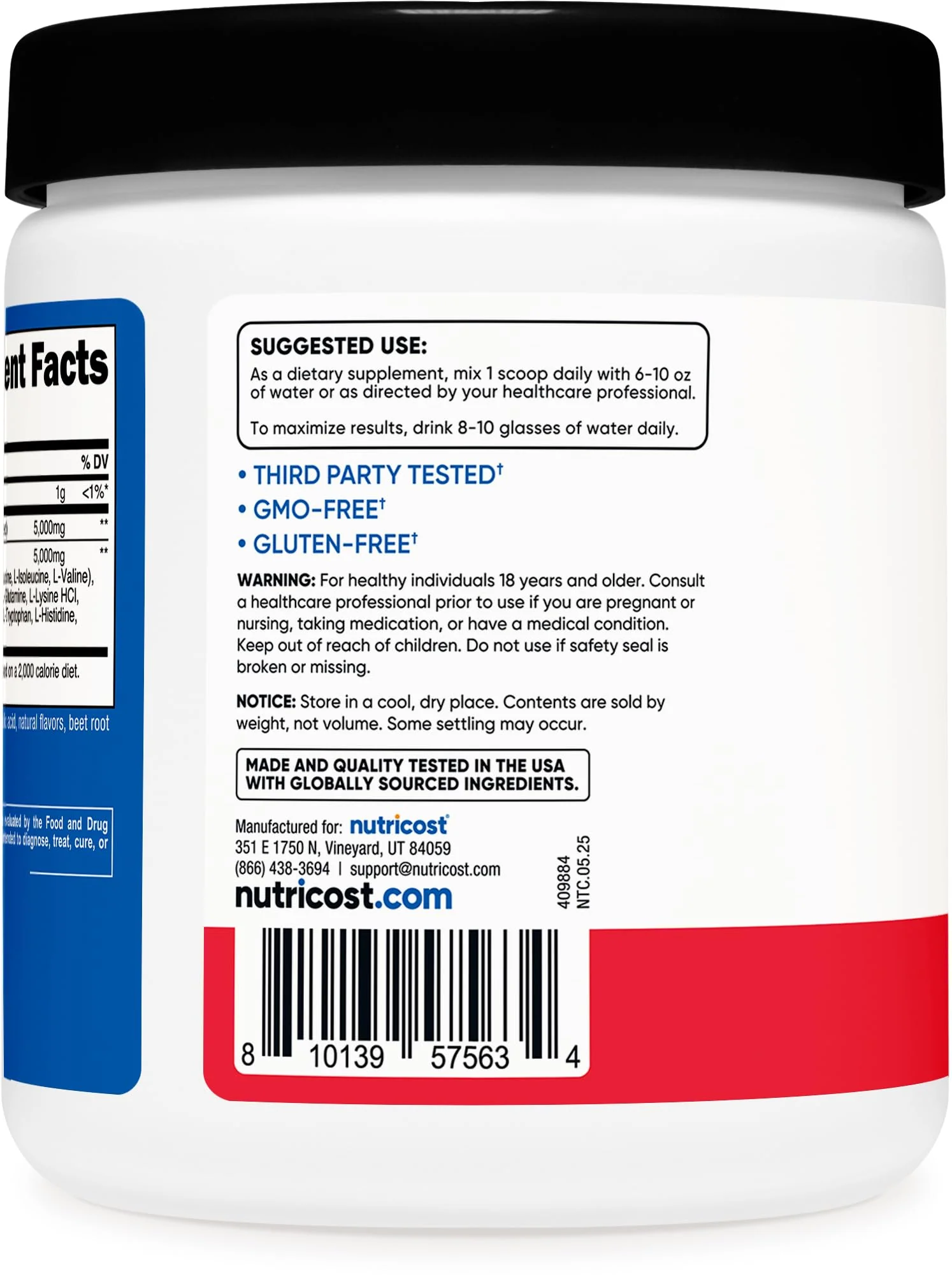 Nutricost Creatine + Aminos 30 Servings (Fruit Punch Flavored) - 5,000mg Creatine Monohydrate + 5000mg Amino BCAA Blend Per Serving - Image 3