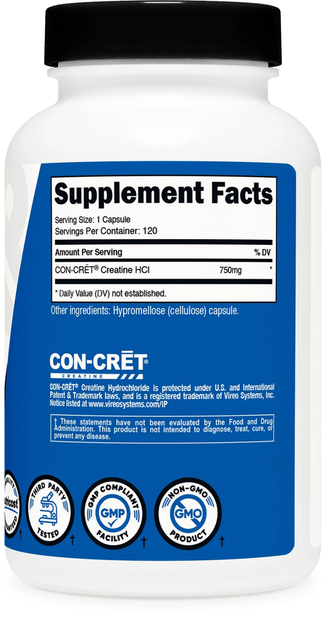 Nutricost Creatine HCl 120 Capsules - Made with CON-CRET Creatine, 750 MG Per Capsule - Image 2