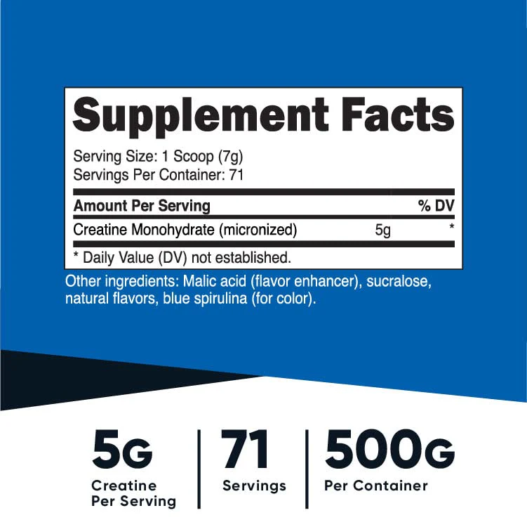 Nutricost Creatine Monohydrate Nutritional Supplement Powder (Blue Raspberry), 17.9 Oz - Image 5
