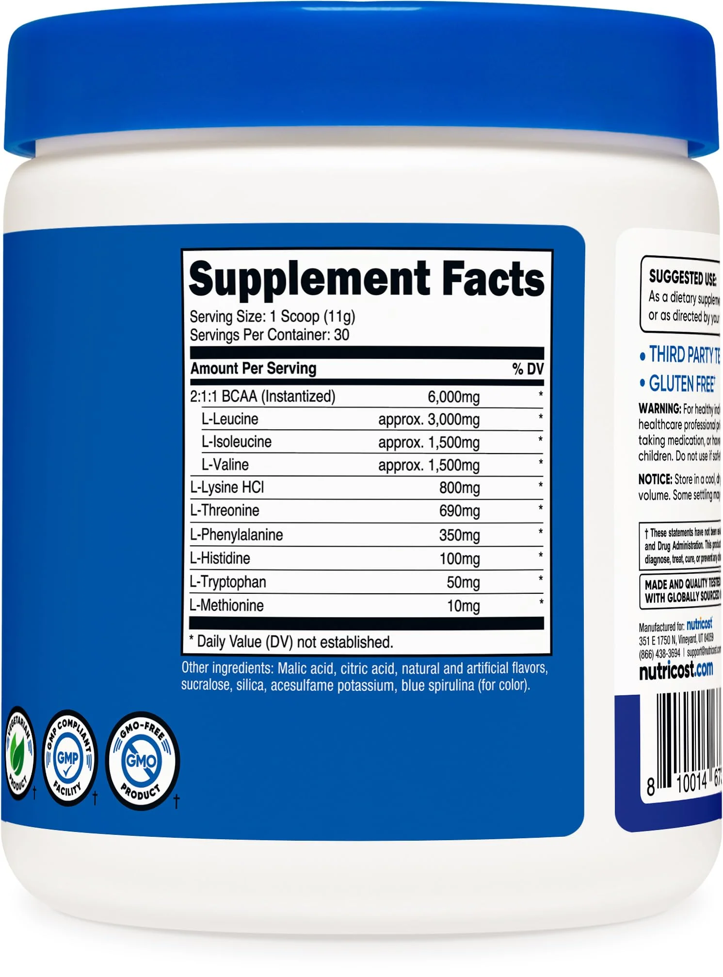 Nutricost EAA Powder 30 Servings (Blue Raspberry) - Essential Amino Acids - Non-GMO, Gluten Free, Vegetarian Friendly - Image 5