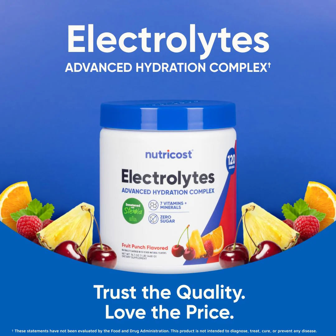 Nutricost Electrolyte Complex Powder (120 Servings, Fruit Punch) - Hydration Supplement Drink Mix with Vitamins and Minerals - Image 5
