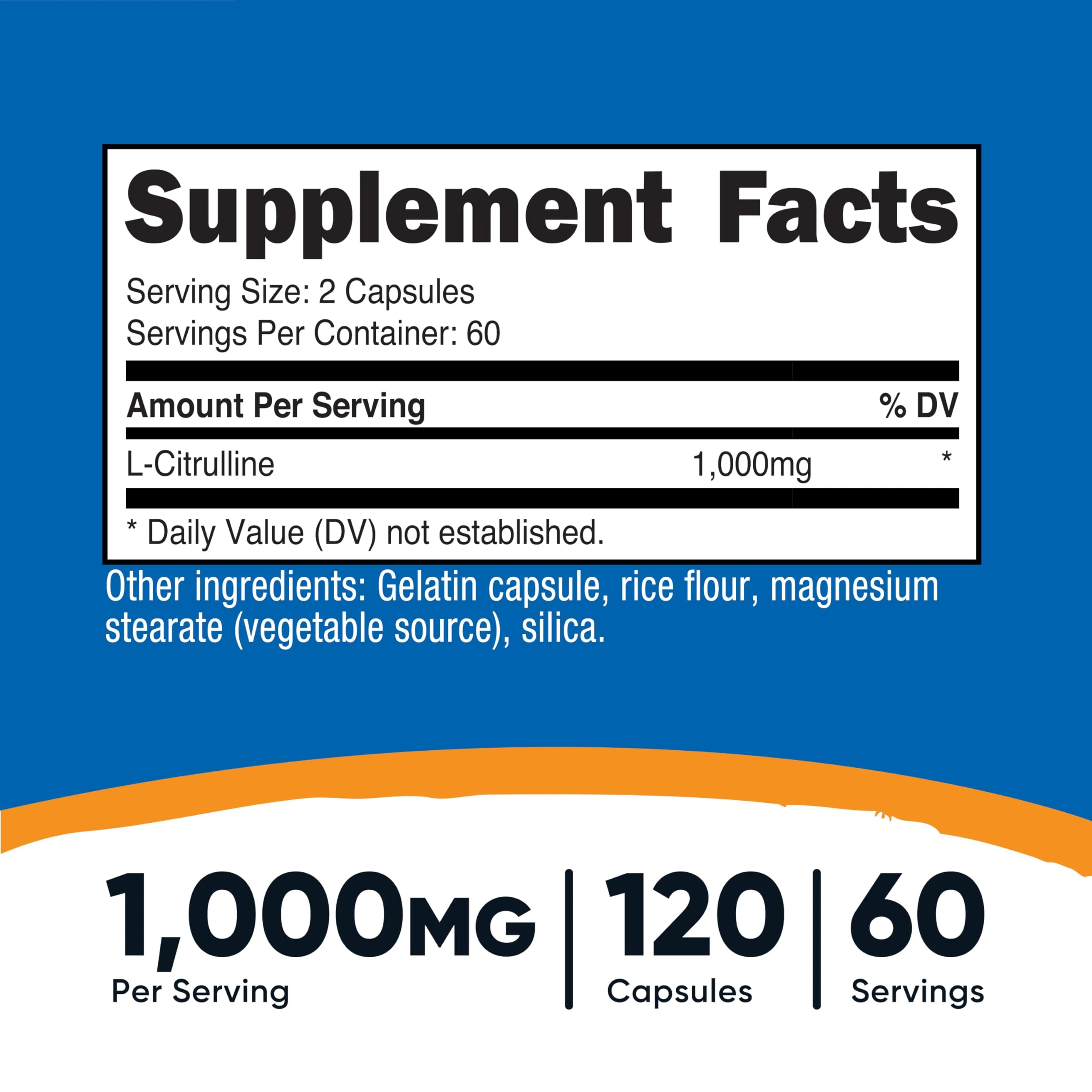 Nutricost L-Citrulline 500mg, 120 Capsules - Gluten Free, Non-GMO, 1000mg Per Serving (60 Serv) (Pack of 2) - Image 2