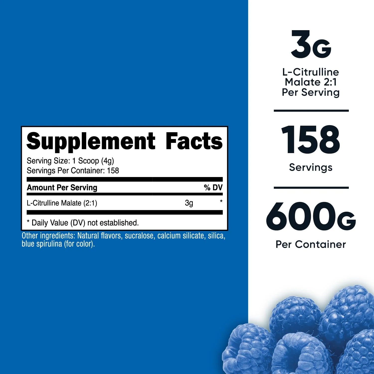 Nutricost L-Citrulline Malate 2:1 (600 Grams) (Blue Raspberry) - Image 2
