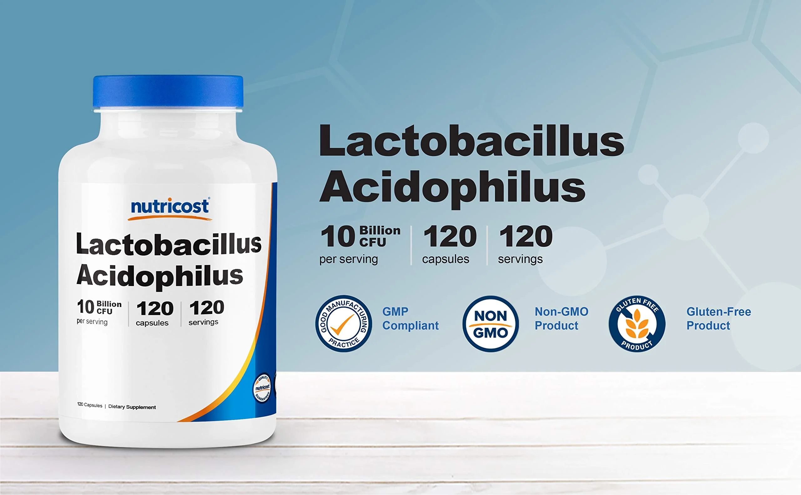 Nutricost Lactobacillus Acidophilus 10 Billion CFU, 120 Veggie Capsules - Probiotic (2 Bottles) - Image 5