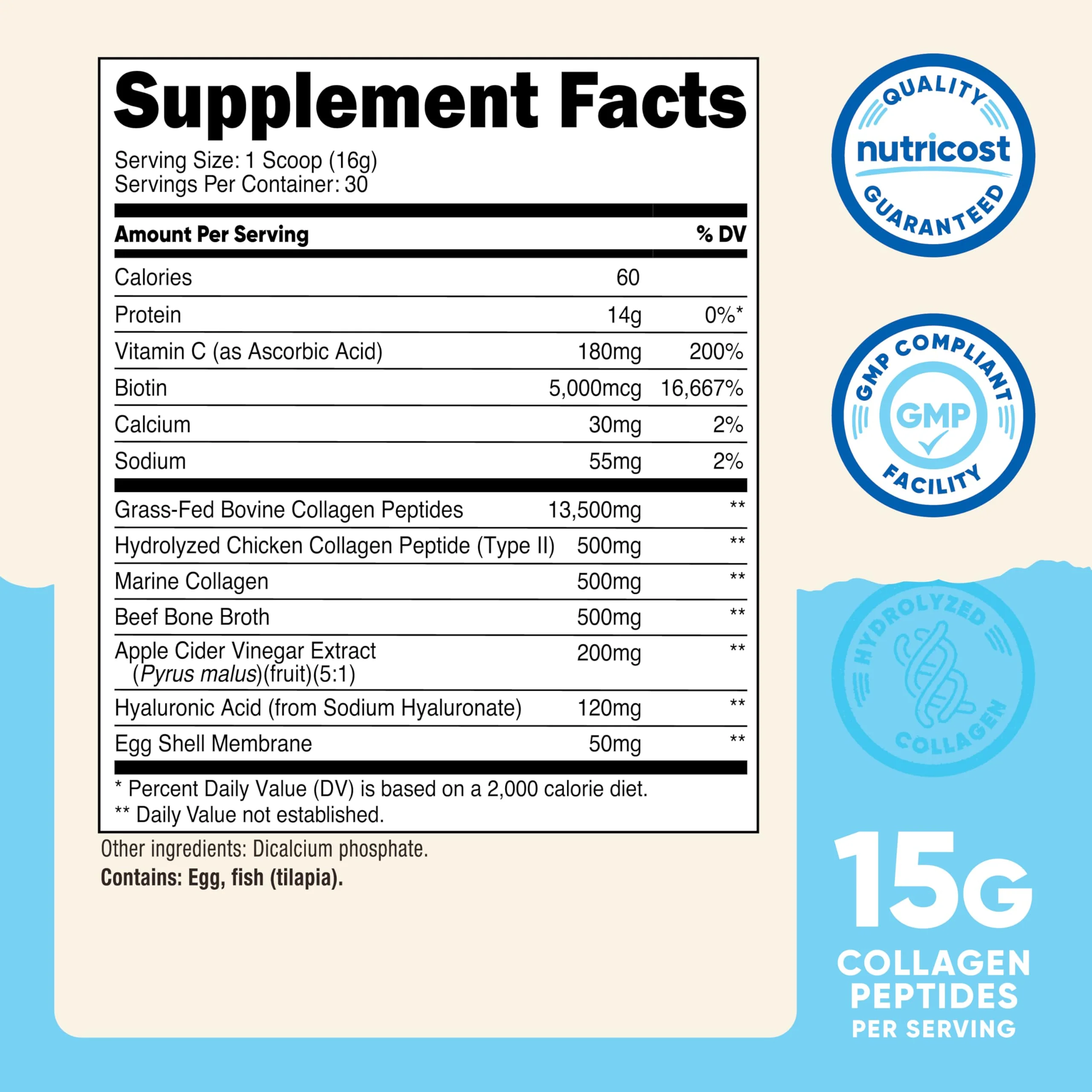 Nutricost Multi Collagen Protein Complex (Unflavored, 30 Servings) - Supplement with Biotin, Hyaluronic Acid, and Collagen Peptides - Image 5