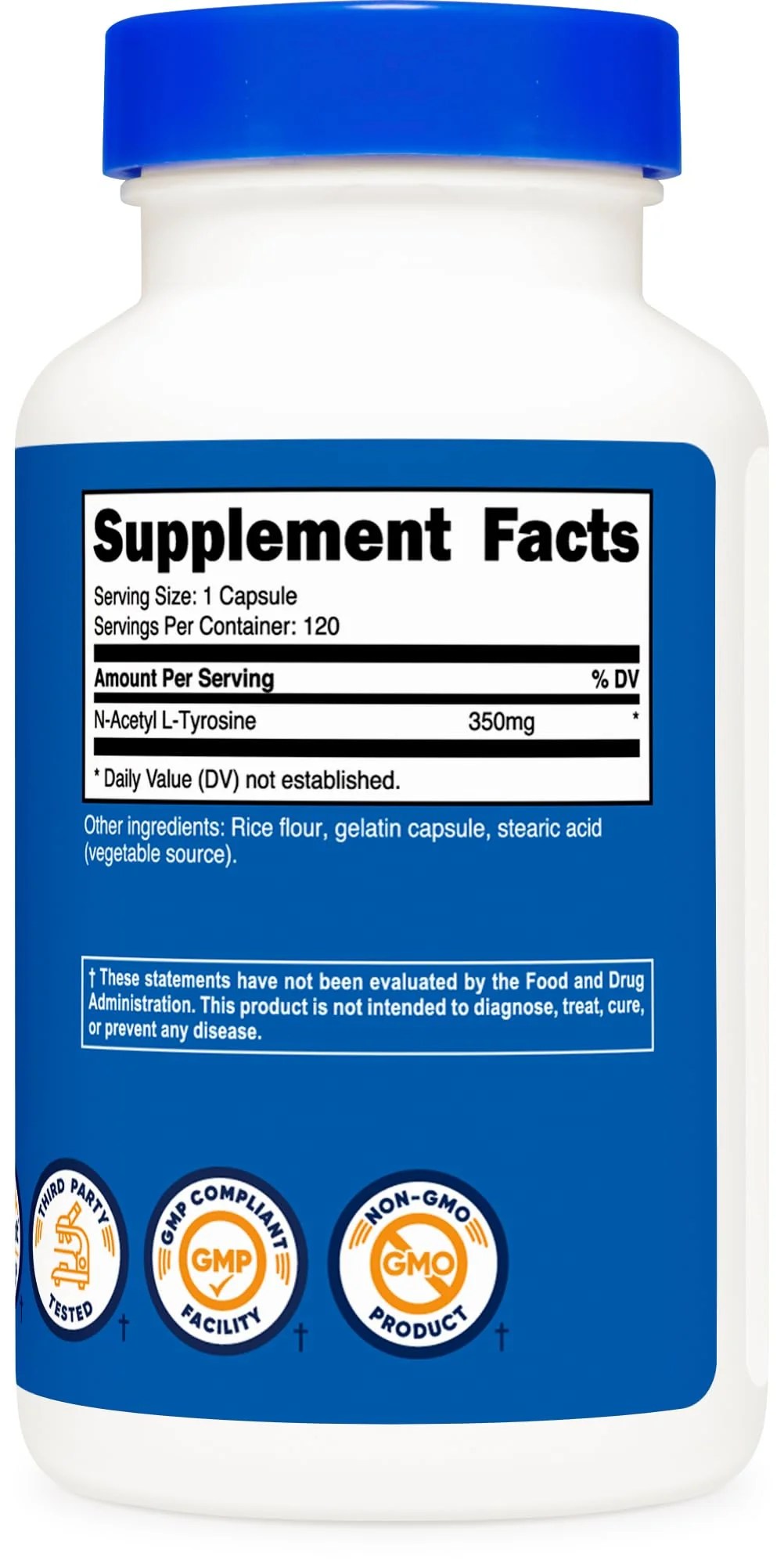 Nutricost N-Acetyl L-Tyrosine (NALT) 350mg, 120 Capsules (2 Bottles) - Gluten Free, Non-GMO - Image 4