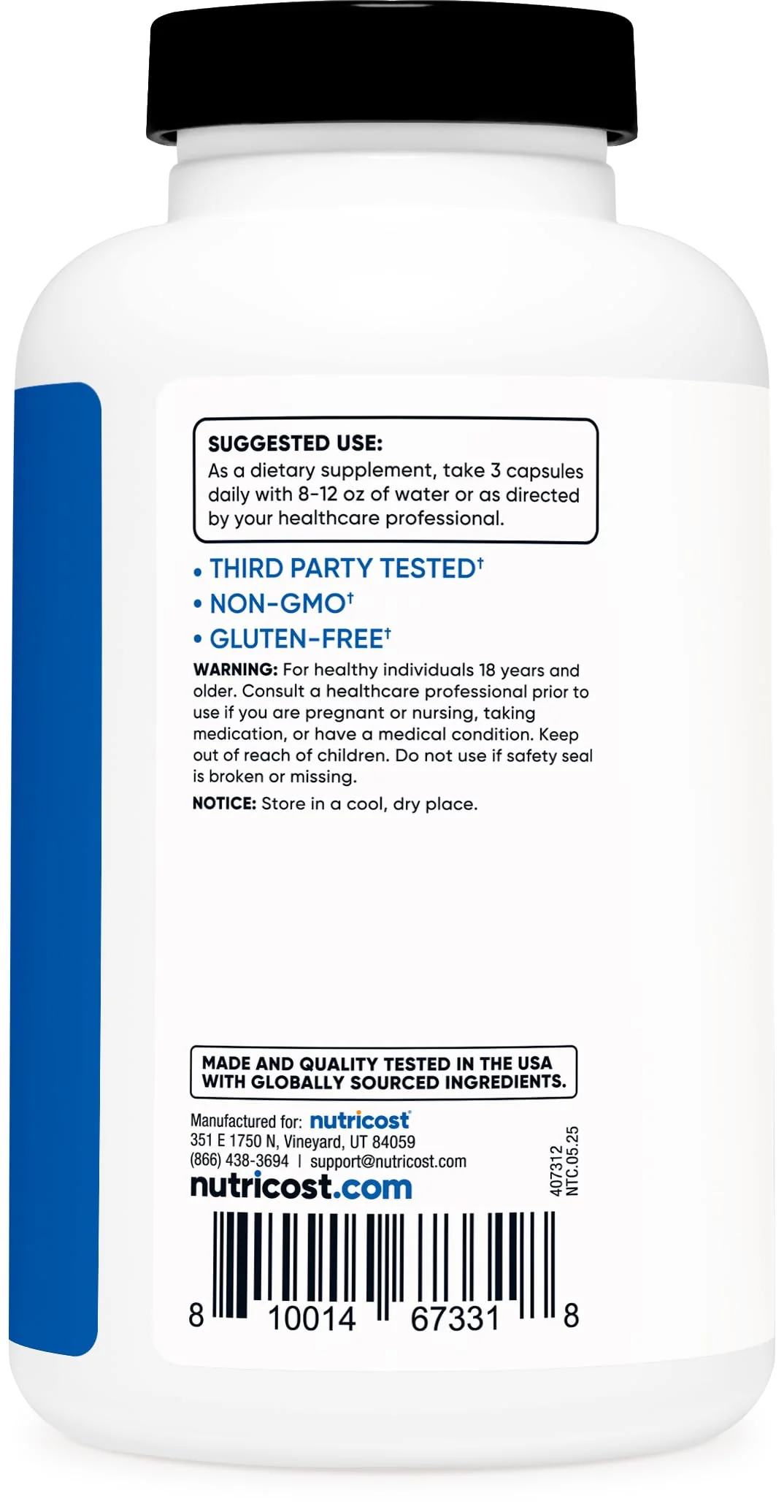 Nutricost Nitric Oxide Booster 2250mg, 180 Capsules - 750mg Per Casule, 60 Servings - Gluten Free and Non-GMO - Image 5