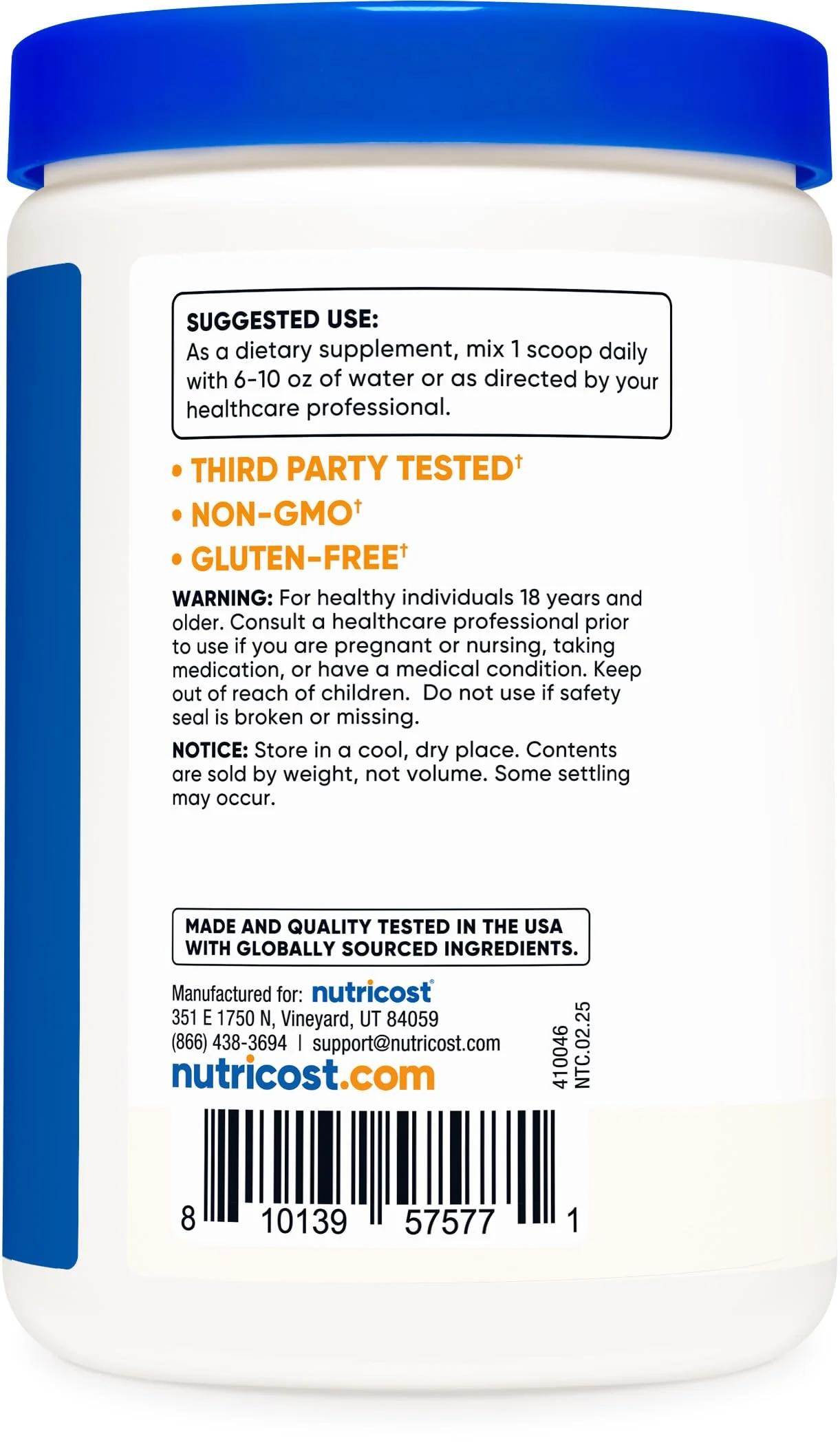 Nutricost Prebiotic Fiber Unflavored (1 Pound) - Vegan, Gluten-Free, GMO-Free - Image 3