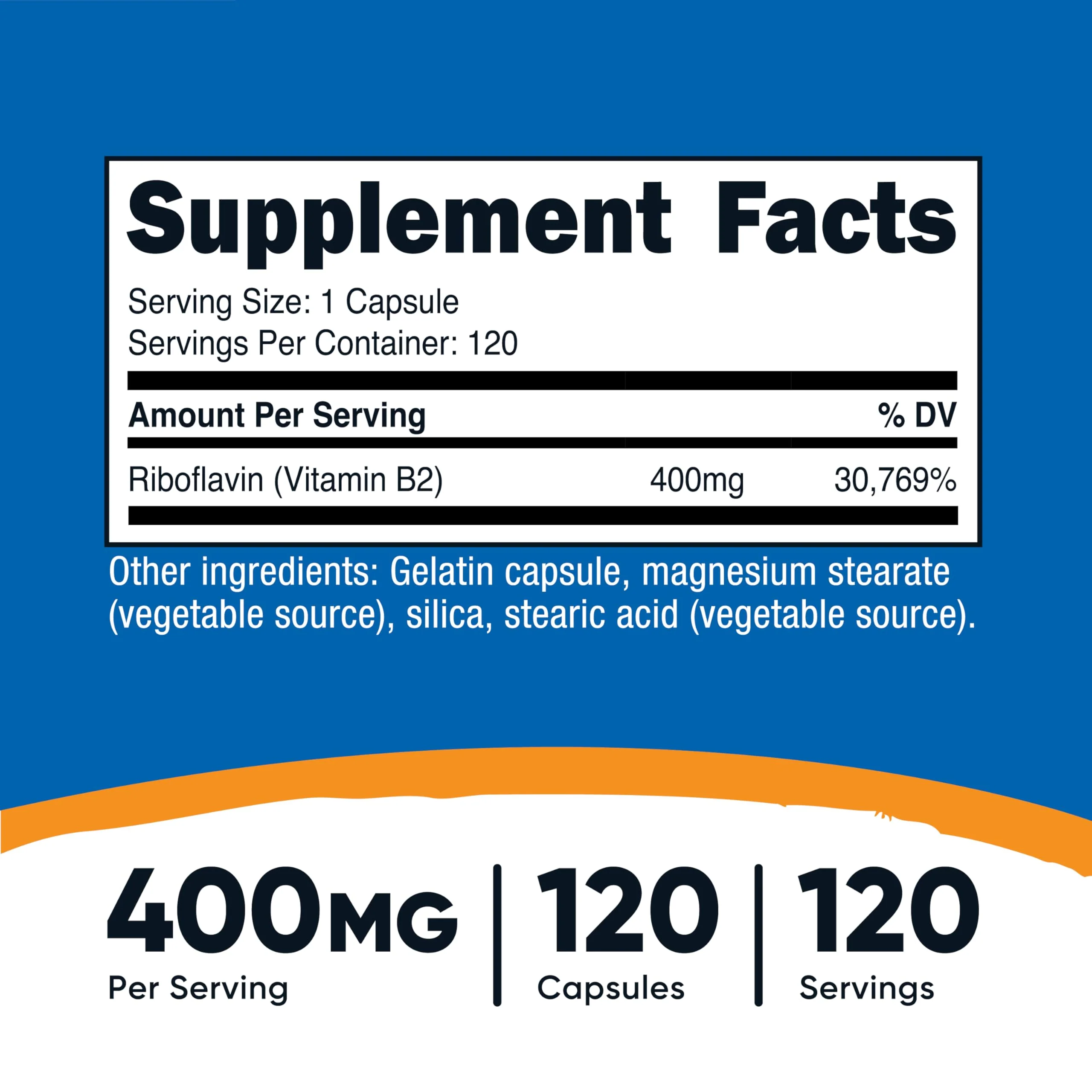 Nutricost Vitamin B2 (Riboflavin) 400mg, 120 Capsules - Gluten Free, Non-GMO - Image 2