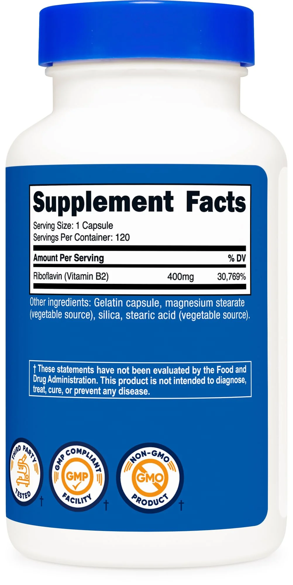 Nutricost Vitamin B2 (Riboflavin) 400mg, 120 Capsules - Gluten Free, Non-GMO - Image 5
