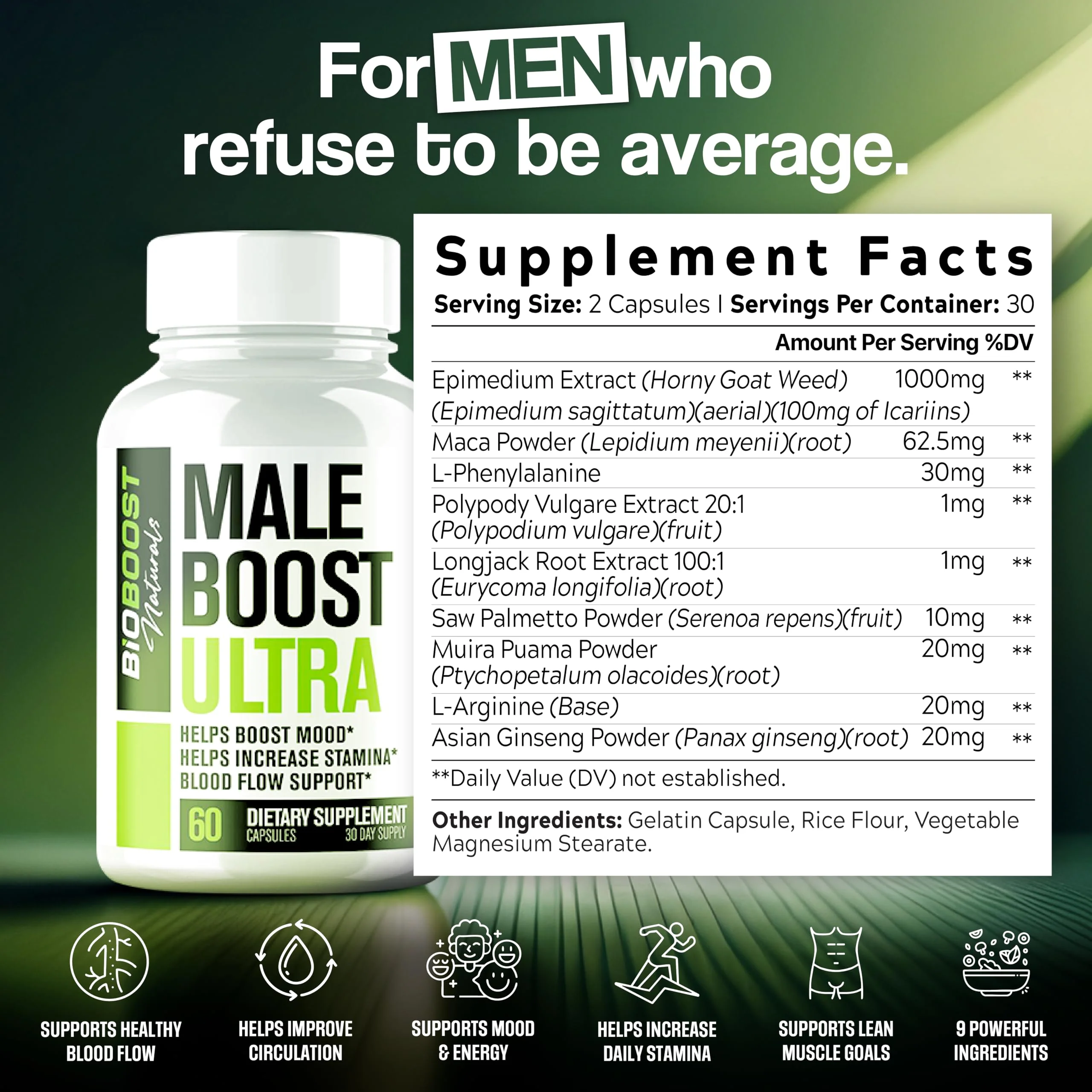 Nutrimend IQ Male Boost Ultra - The Ultimate Male Supplement - Fast Acting Blood Flow Support - Gain Muscle, Strength, Stamina - Overall Test Level Support - HornyGoatWeed + 8 More - 60 Capsules - Image 6