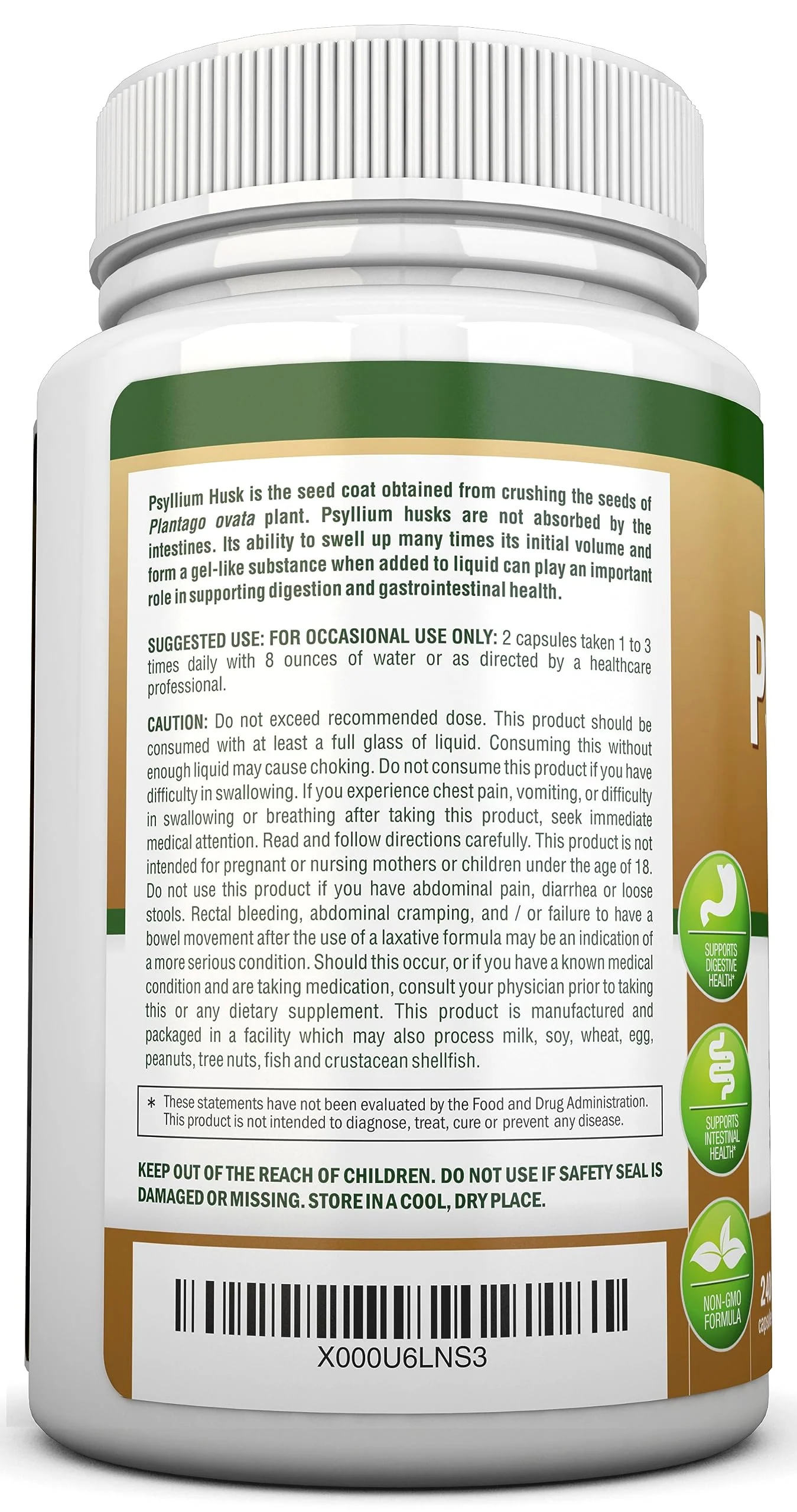 NutriONN PSYLLIUM Husk Capsules - 1450mg Per Serving - 240 Capsules - Double Strength - Premium Psyllium Fiber Supplement - Great for Digestion and Regularity - 100% Natural Soluble Fiber - Image 2