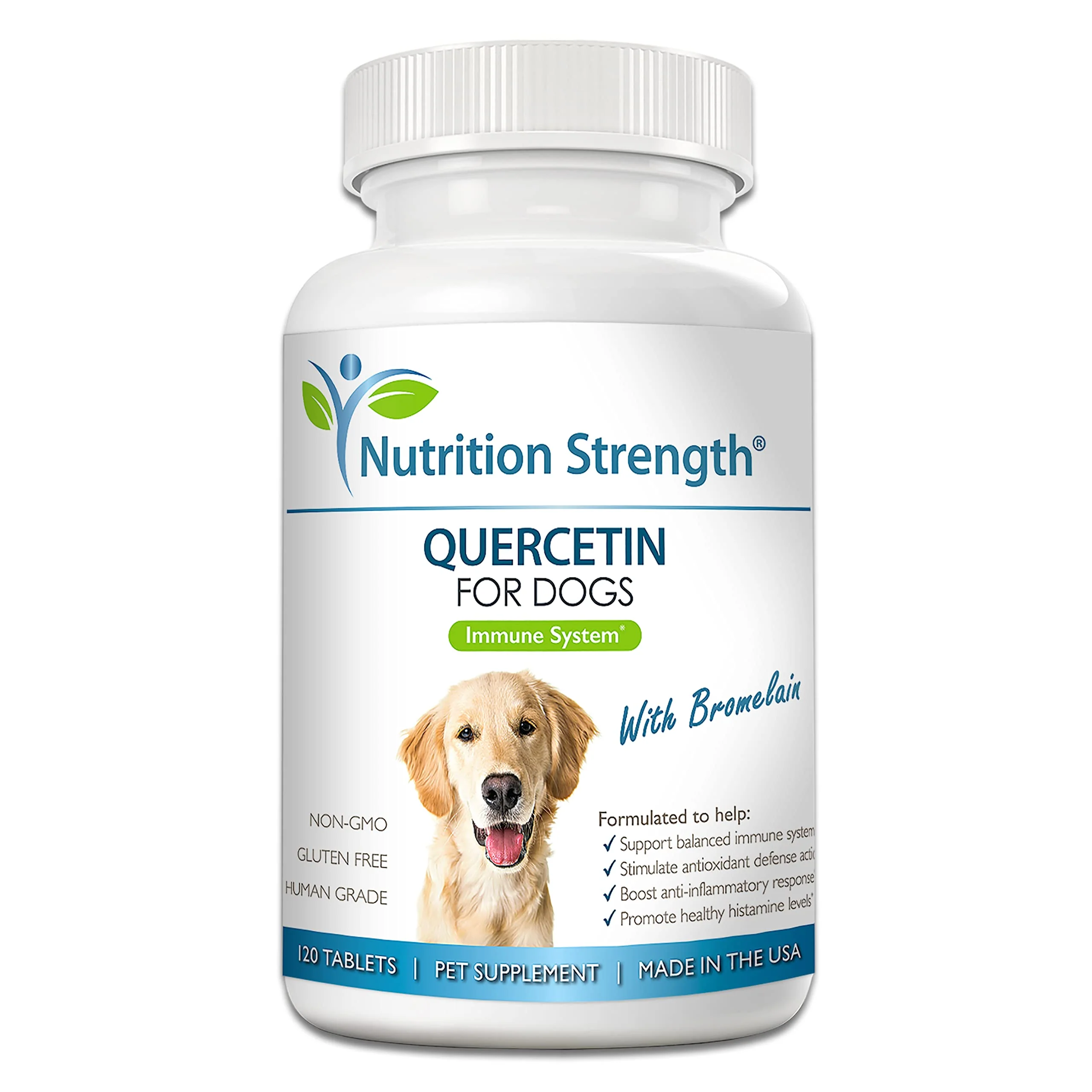 Nutrition Strength Quercetin for Dogs with Bromelain to Support Balanced Immune System, Promote Inflammatory Relief & Antioxidant Activity, Quercetin for Dog Allergies, 120 Chewable Tablets - Image 2