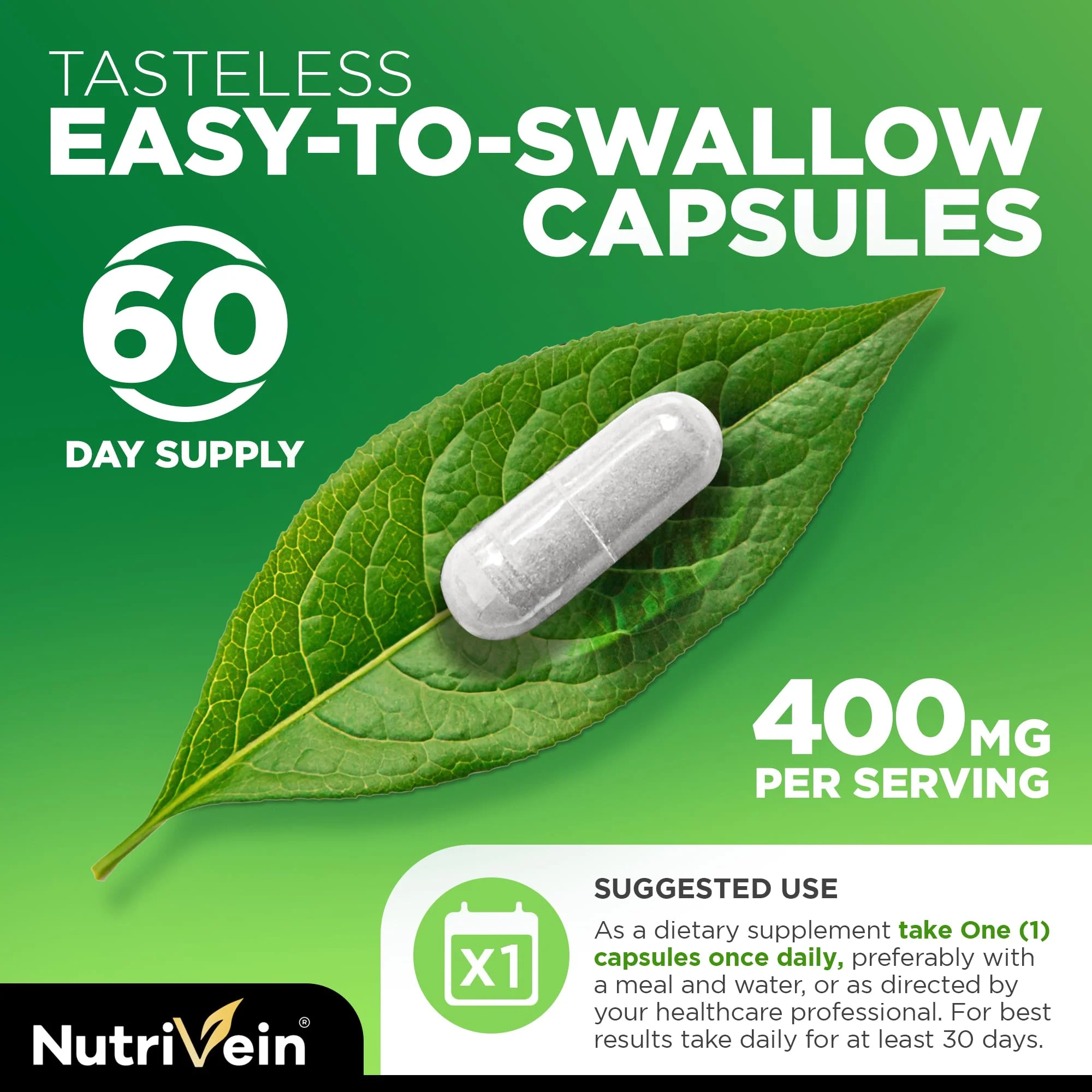 Nutrivein Premium DIM Supplement 400 mg Daily - 120 Servings (120 Capsules): Diindolylmethane for Women and Men - Plus Bioperine - Estrogen Supplement - Menopause and Middle Age Support - Image 4