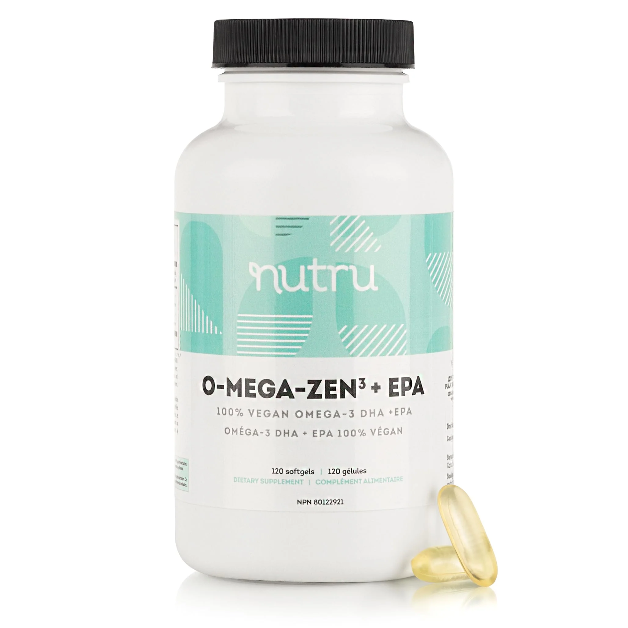 Nutru O-Mega-Zen3 +EPA Vegan Omega 3 Supplement - Fish Oil Alternative - Premium Marine Algal Based Omega-3 DHA and EPA Fatty Acids - Carrageenan Free - 120 Softgels - Image 2