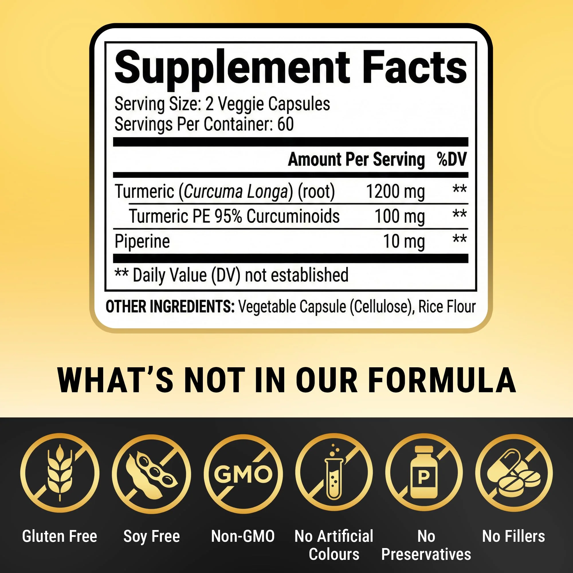 NuVitality Turmeric Curcumin Supplement with Black Pepper Extract (BioPerine) - 95% Curcuminoids for Joint & Inflammation Support - Enhanced Absorption Vegan Turmeric Supplement - 120 Capsules - Image 5