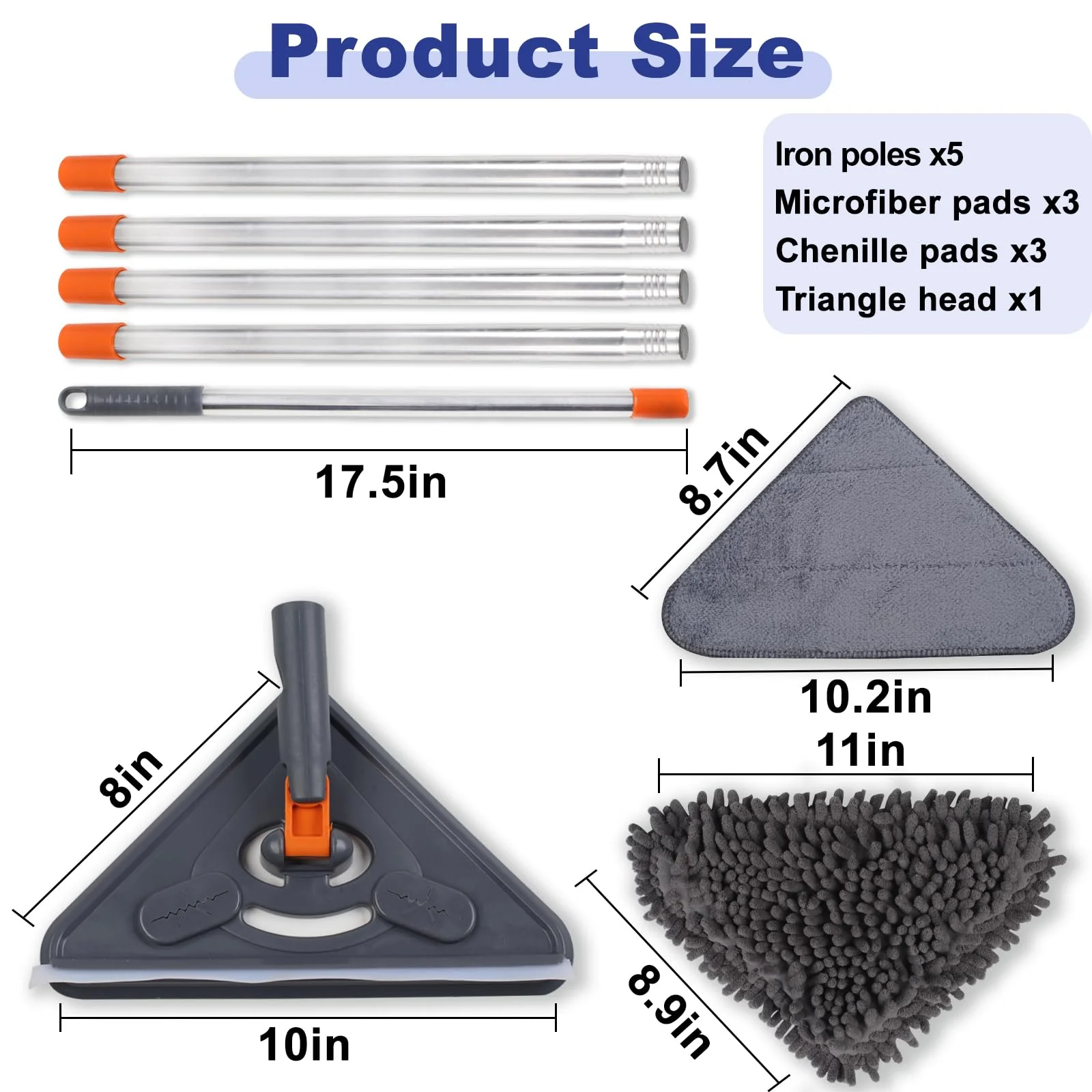 NWGOF Wall Cleaner Mop with 79 Inches Long Handle, 360° Wall Washer Cleaner Tool for Walls/Ceiling Fans/Dust/Baseboard/Floors Clean, Ceiling Cleaner Tool Duster with Squeegee 6 Replacement Pads - Image 6