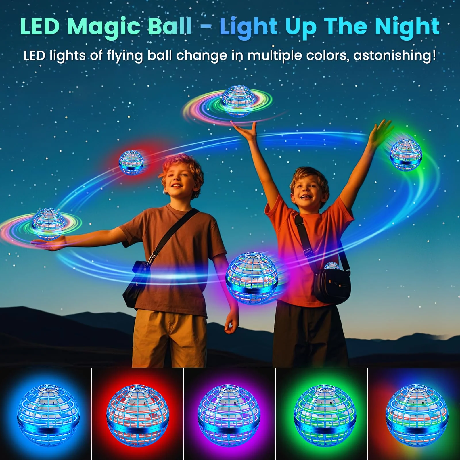 NWLAEWR Flying Orb Ball Toy, Parachute Hand Controlled Hover Ball with LED Lights, 360° Rotating Boomerang Globe, Cool Mini Drone for Kids, Ideal Birthday&Christmas Gift for Boys and Girls-Bright Blue - Image 5