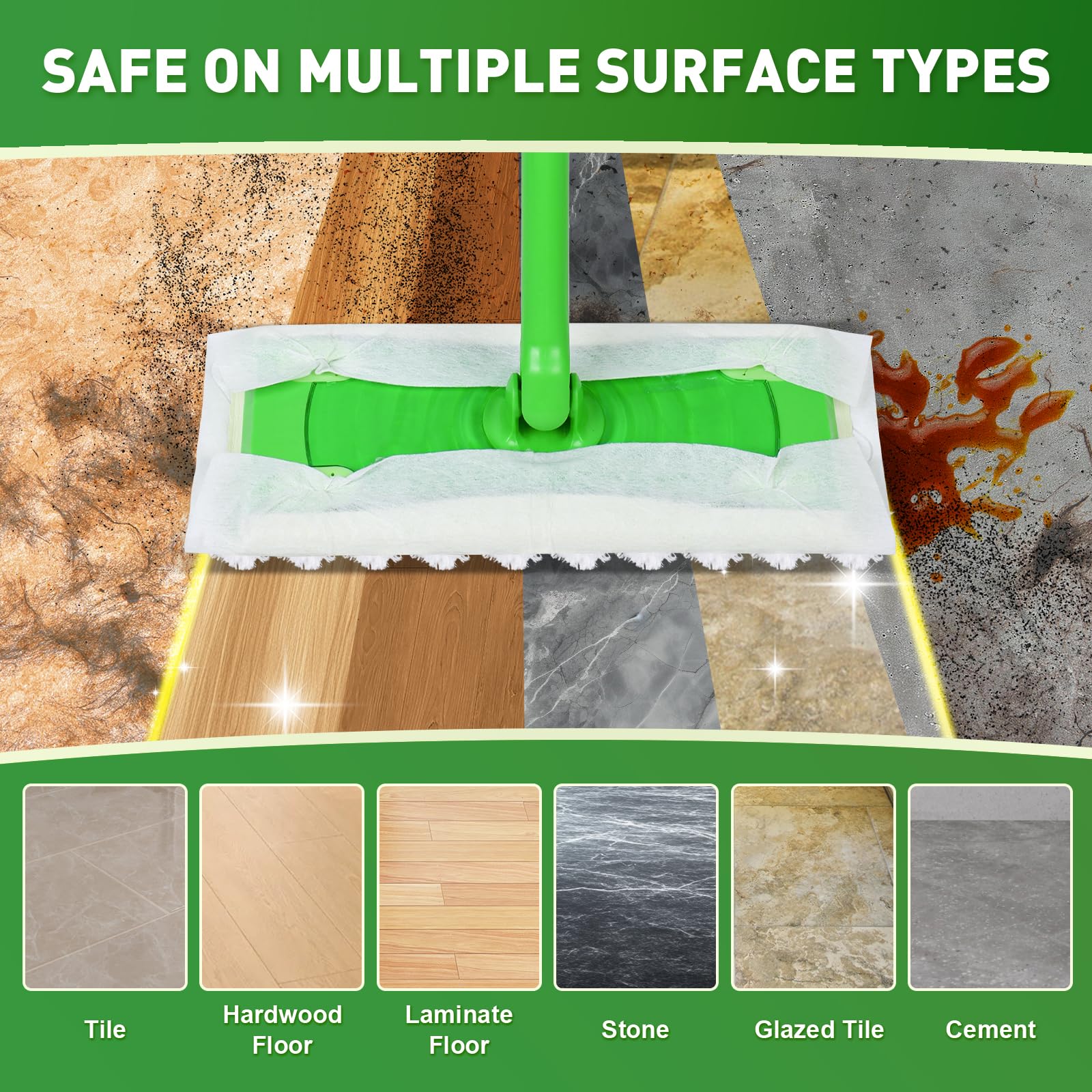 NXPPYY 100ct Dry Sweeping Cloths for Swiffer Sweeper Mop, Heavy Duty Microfiber Duster Mop Pad Refills, Captures Dust & Pet Hair, for Hardwood Floors and Multi-Surface Cleaning - Image 3