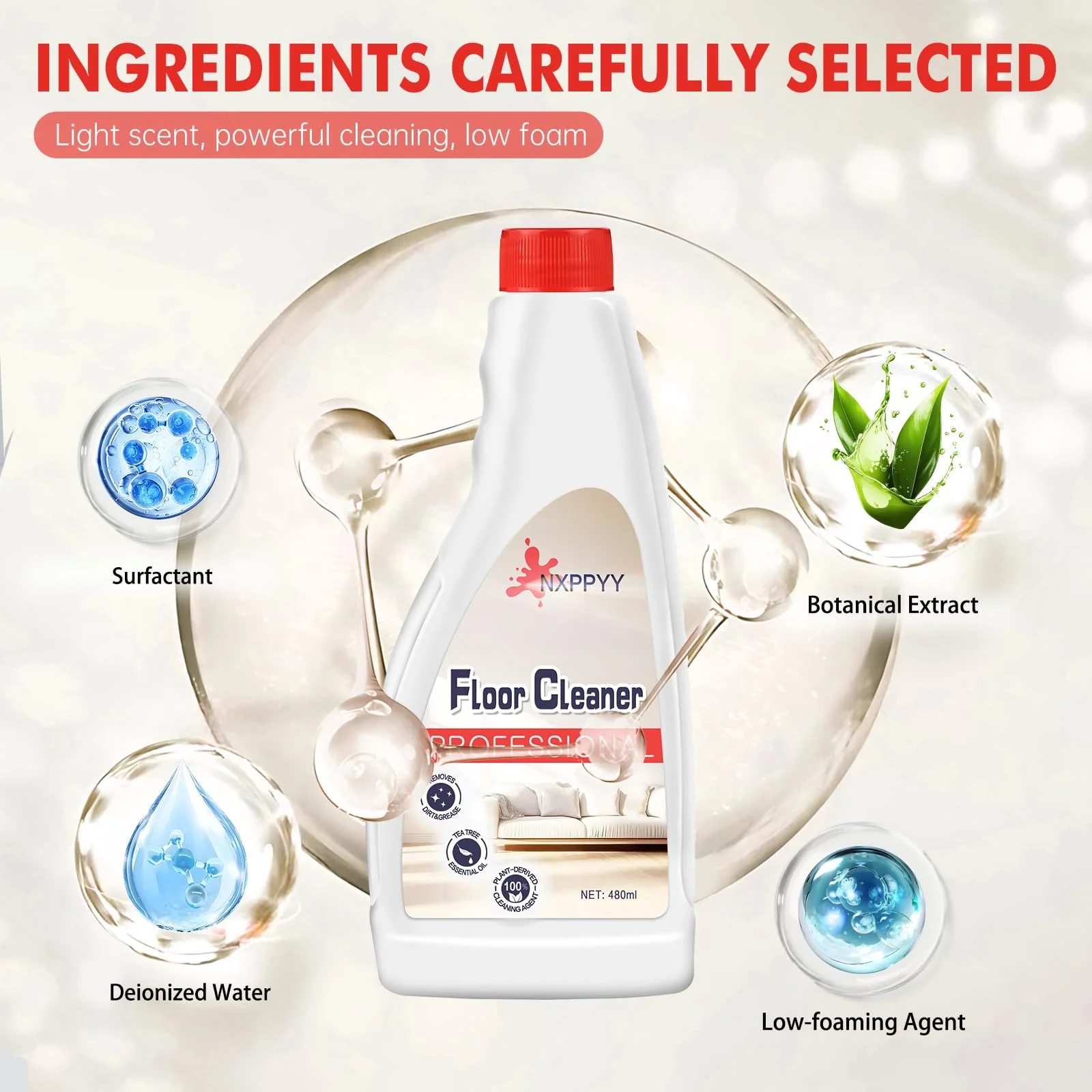 NXPPYY Floor Cleaning Solution Compatible with Roborock Q5/Q7/Q8/S7/S8/Qrevo Series, All Robot Vacuums & Wet Dry Vacuum, Floor Cleaner for Mopping, 4 Bottle Floor Cleaner Refill - Image 7