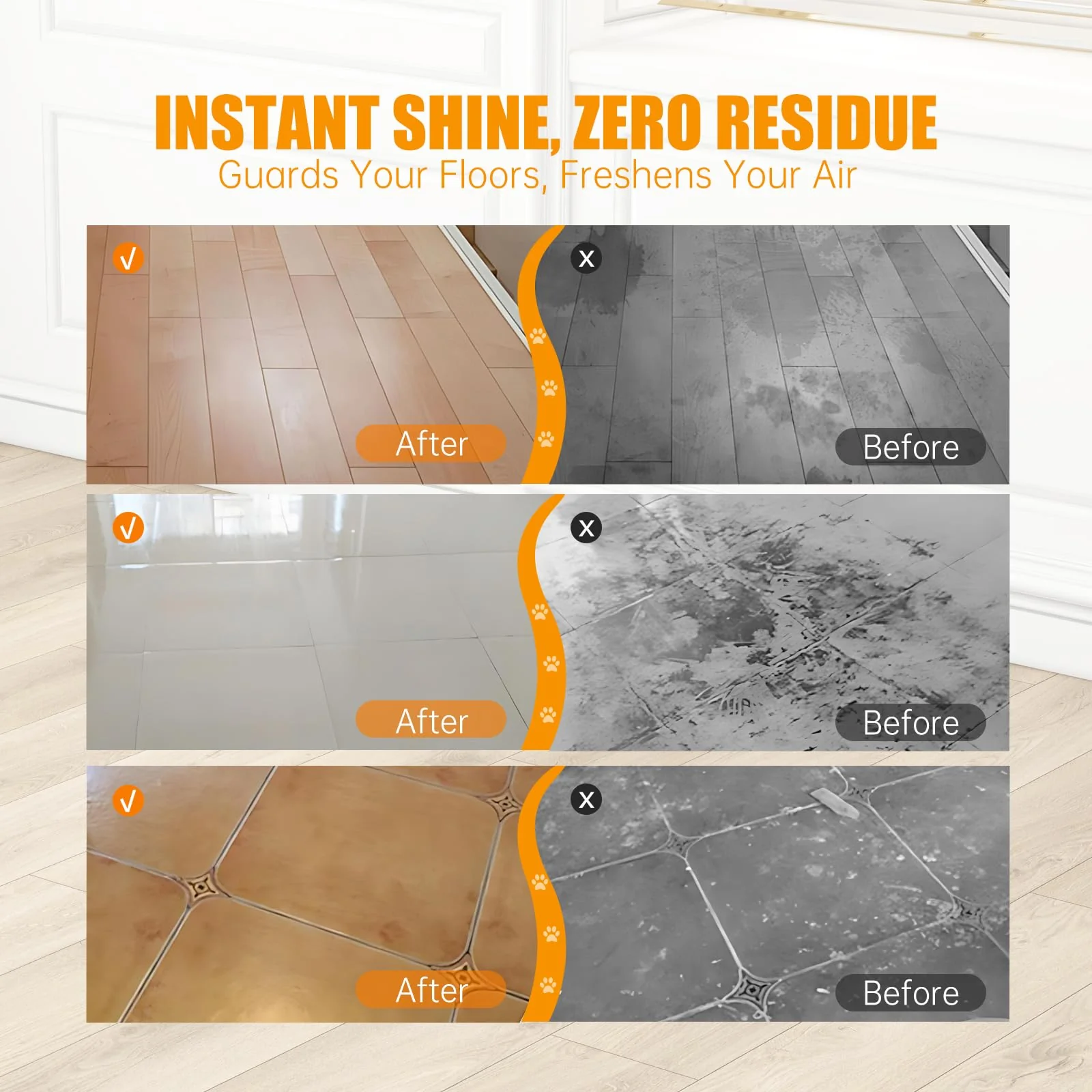 NXPPYY Floor Cleaning Solution Compatible with Tineco iFLOOR Series, All Robot Vacuums & Wireless Wet-Dry Mops, 4 Bottle Floor Cleaner Refill, Orange Scent - Image 2