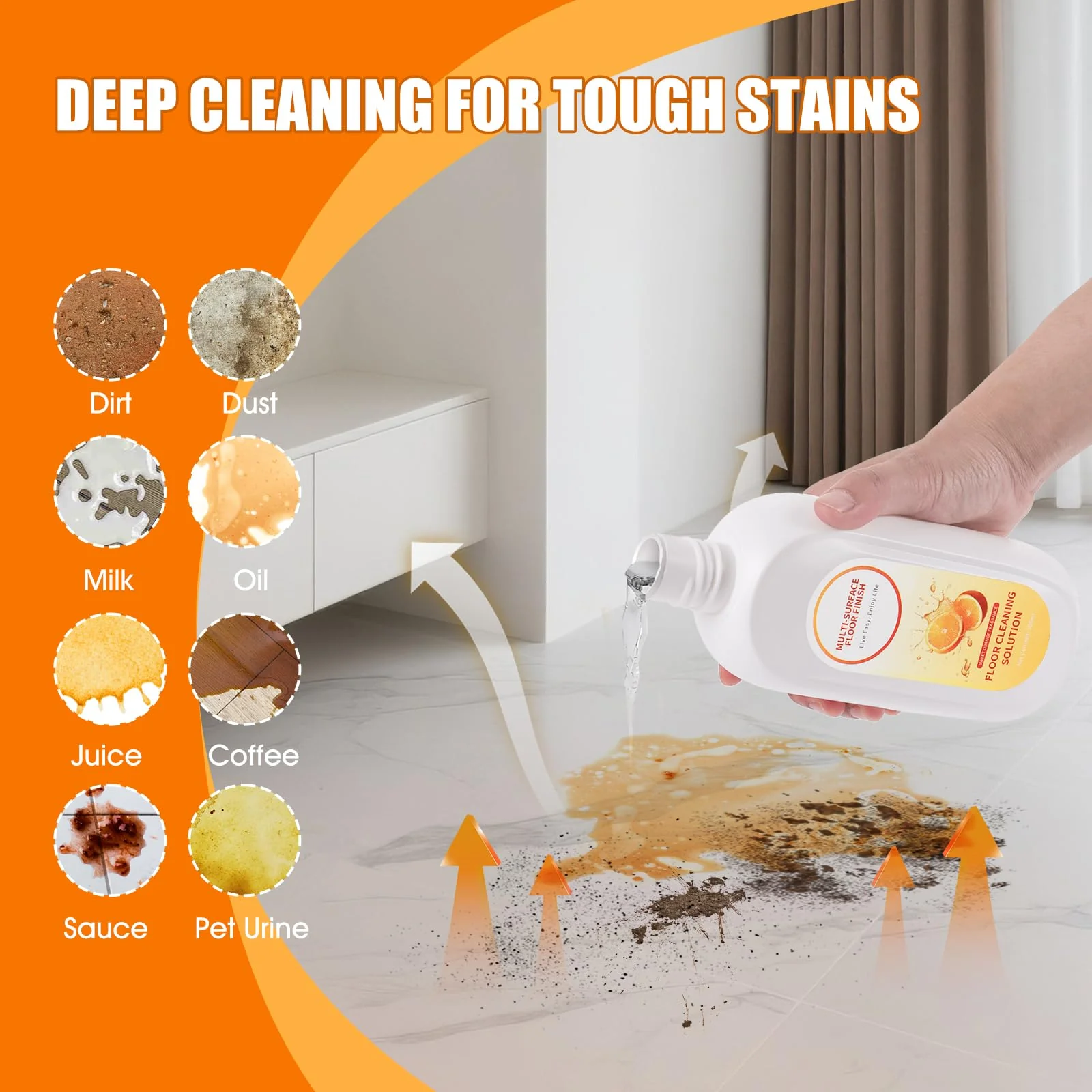 NXPPYY Floor Cleaning Solution Compatible with Tineco iFLOOR Series, All Robot Vacuums & Wireless Wet-Dry Mops, 4 Bottle Floor Cleaner Refill, Orange Scent - Image 3
