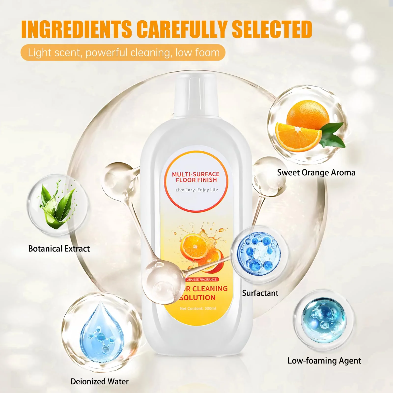 NXPPYY Floor Cleaning Solution Compatible with Tineco iFLOOR Series, All Robot Vacuums & Wireless Wet-Dry Mops, 4 Bottle Floor Cleaner Refill, Orange Scent - Image 6