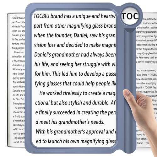 NZQXJXZ 30X 6X Reading Magnifier for Seniors Large, Large and Lightweight Magnifying Glass, Full Book Page Viewing Area, Perfect Handheld Magnifier for Reading Small Prints and Low Vision,Blue