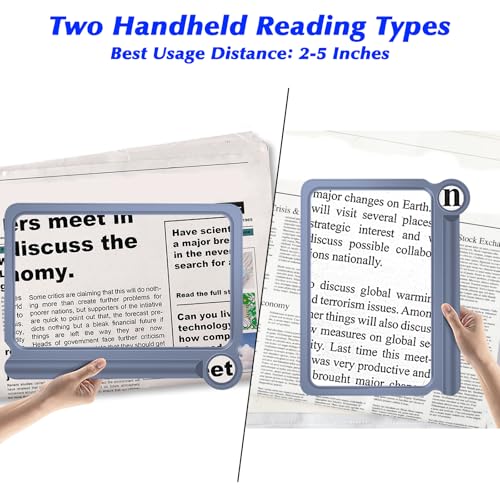 NZQXJXZ 30X 6X Reading Magnifier for Seniors Large, Large and Lightweight Magnifying Glass, Full Book Page Viewing Area, Perfect Handheld Magnifier for Reading Small Prints and Low Vision,Blue - Image 3