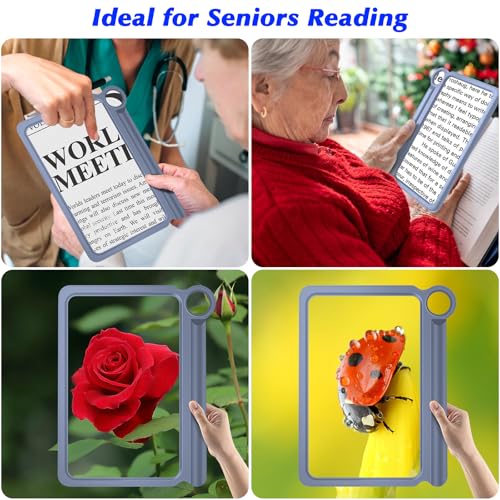 NZQXJXZ 30X 6X Reading Magnifier for Seniors Large, Large and Lightweight Magnifying Glass, Full Book Page Viewing Area, Perfect Handheld Magnifier for Reading Small Prints and Low Vision,Blue - Image 4