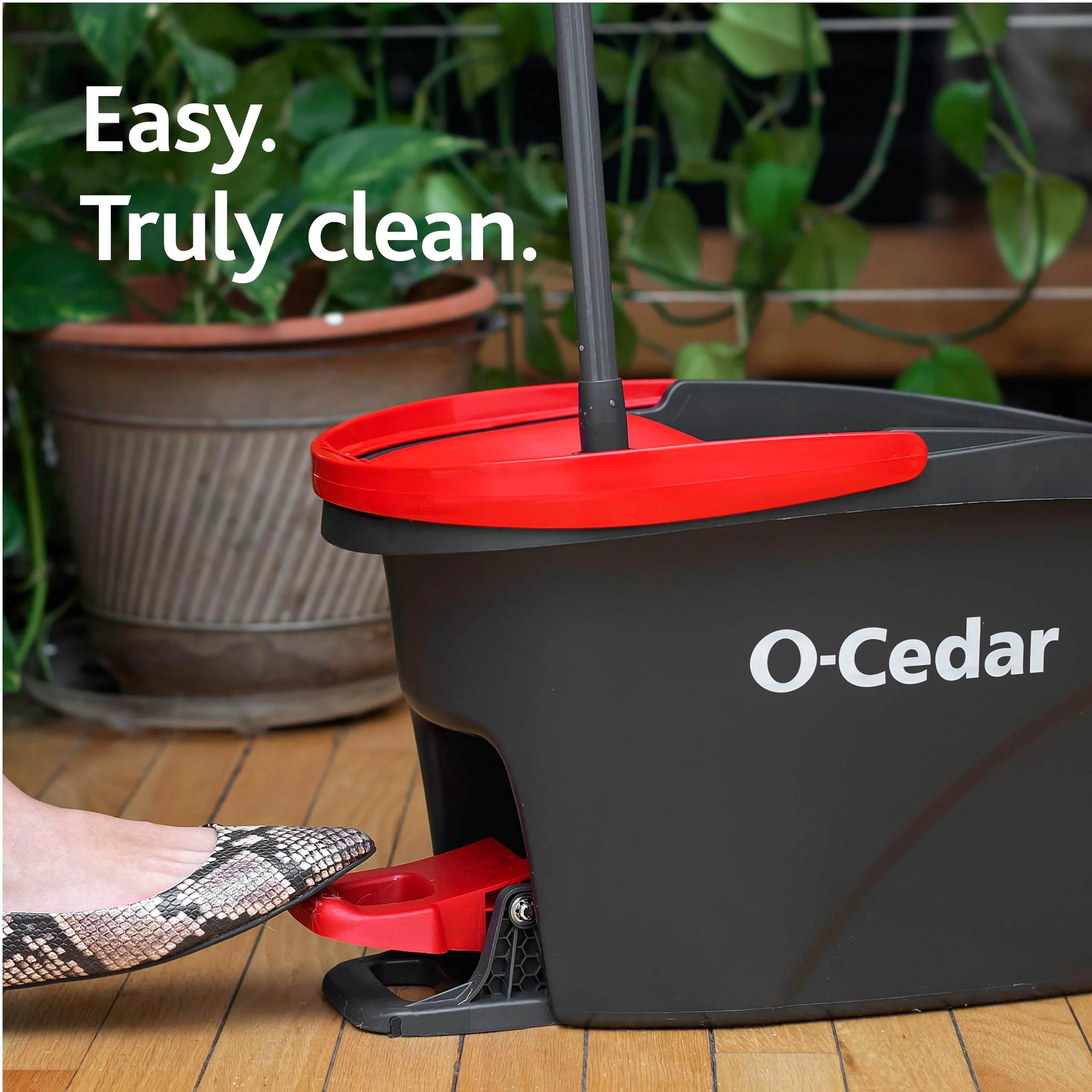 O-Cedar EasyWring Microfiber Spin Mop & Bucket Floor Cleaning System + 2 Extra Refills, Red/Gray - Image 14