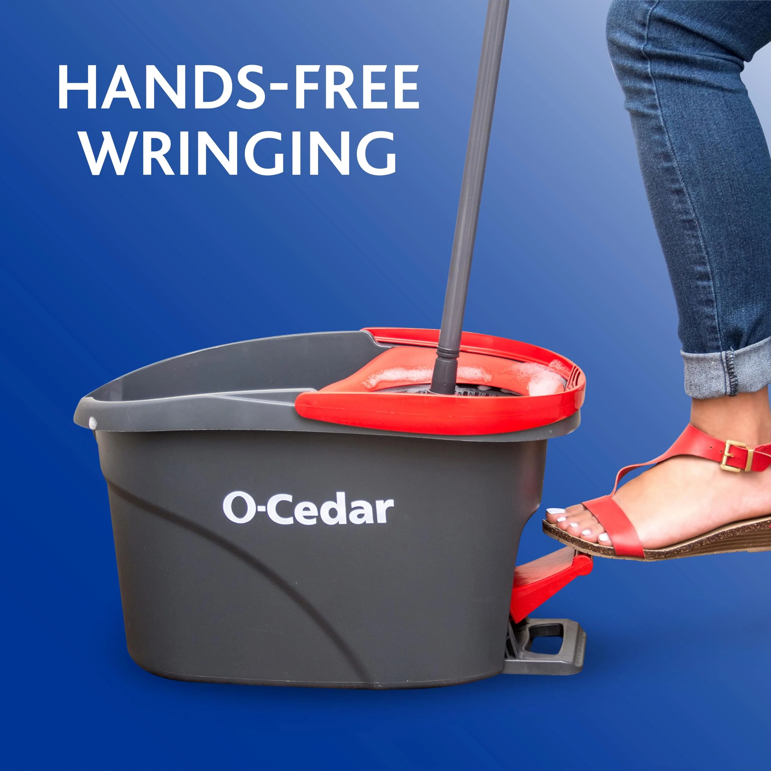 O-Cedar EasyWring Microfiber Spin Mop & Bucket Floor Cleaning System + 2 Extra Refills, Red/Gray - Image 20