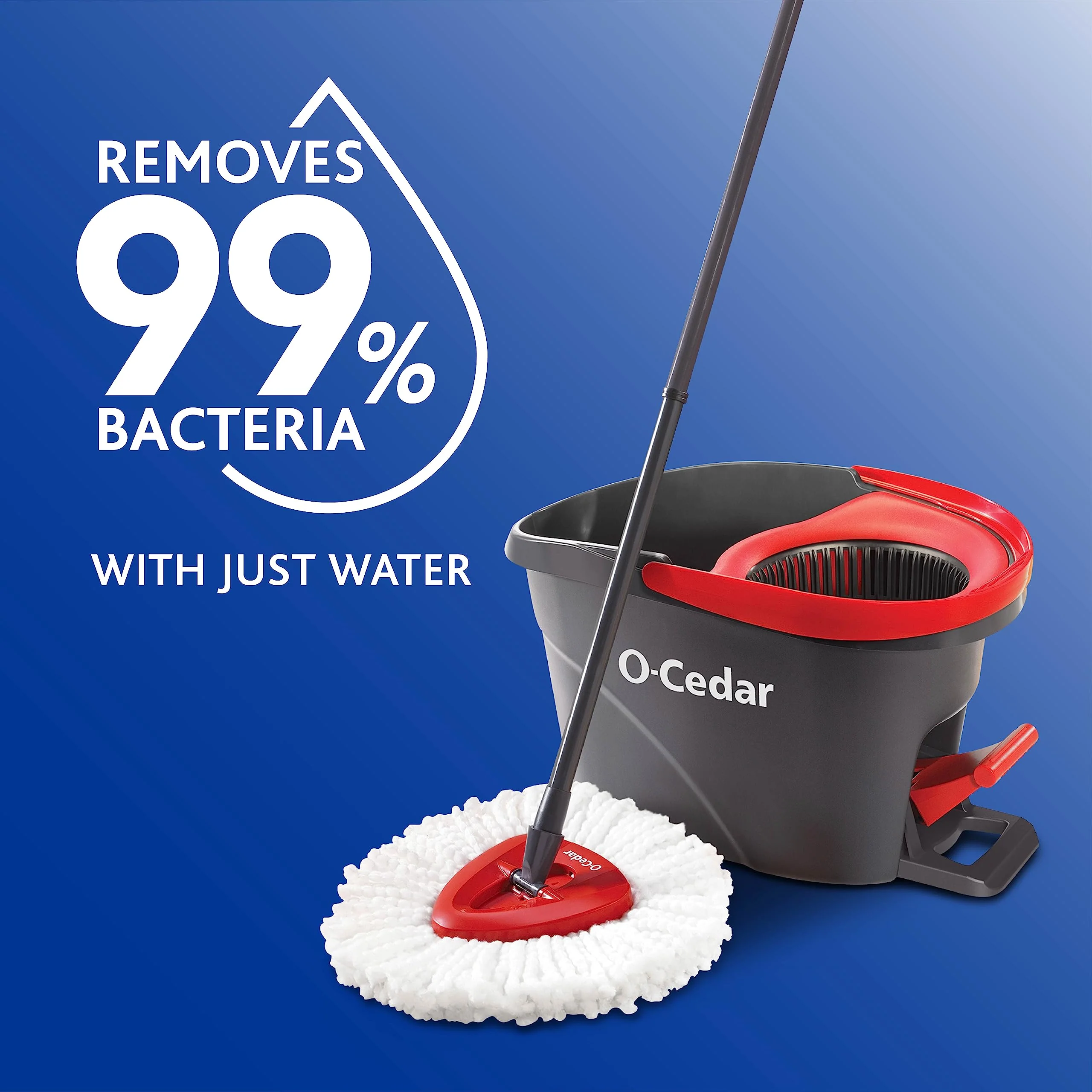 O-Cedar EasyWring Microfiber Spin Mop & Bucket Floor Cleaning System + 2 Extra Refills, Red/Gray - Image 21