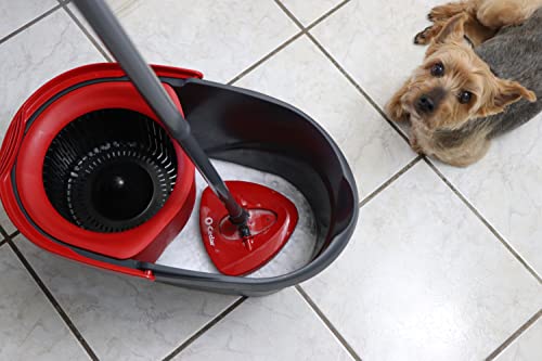 O-Cedar EasyWring Microfiber Spin Mop & Bucket Floor Cleaning System + 2 Extra Refills, Red/Gray - Image 7